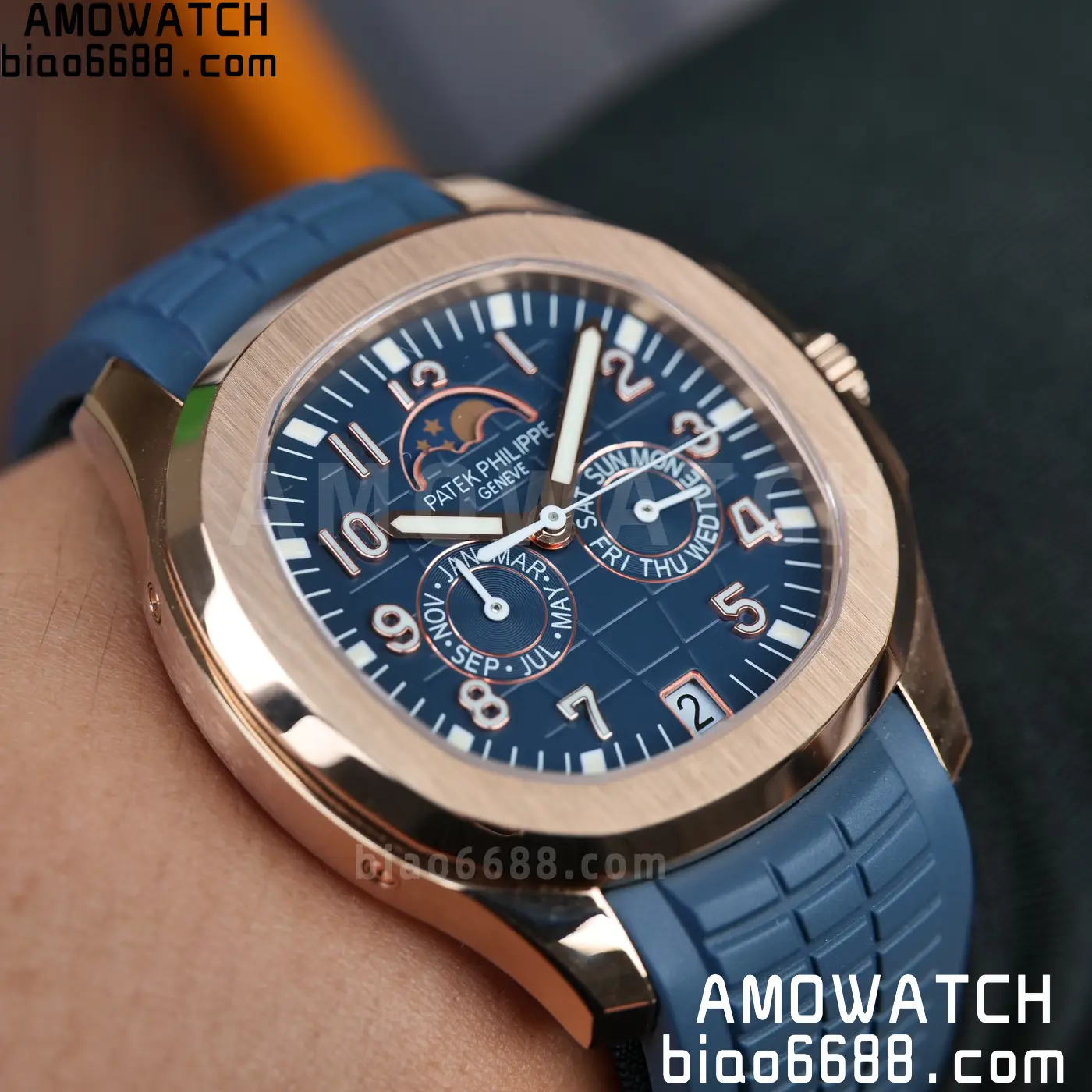 Patek Philippe Aquanaut 5261R RG PPM Factory 1:1 Best Edition Dial on Blue Rubber Strap V2 87 aa341c093aee787 AMO Watch