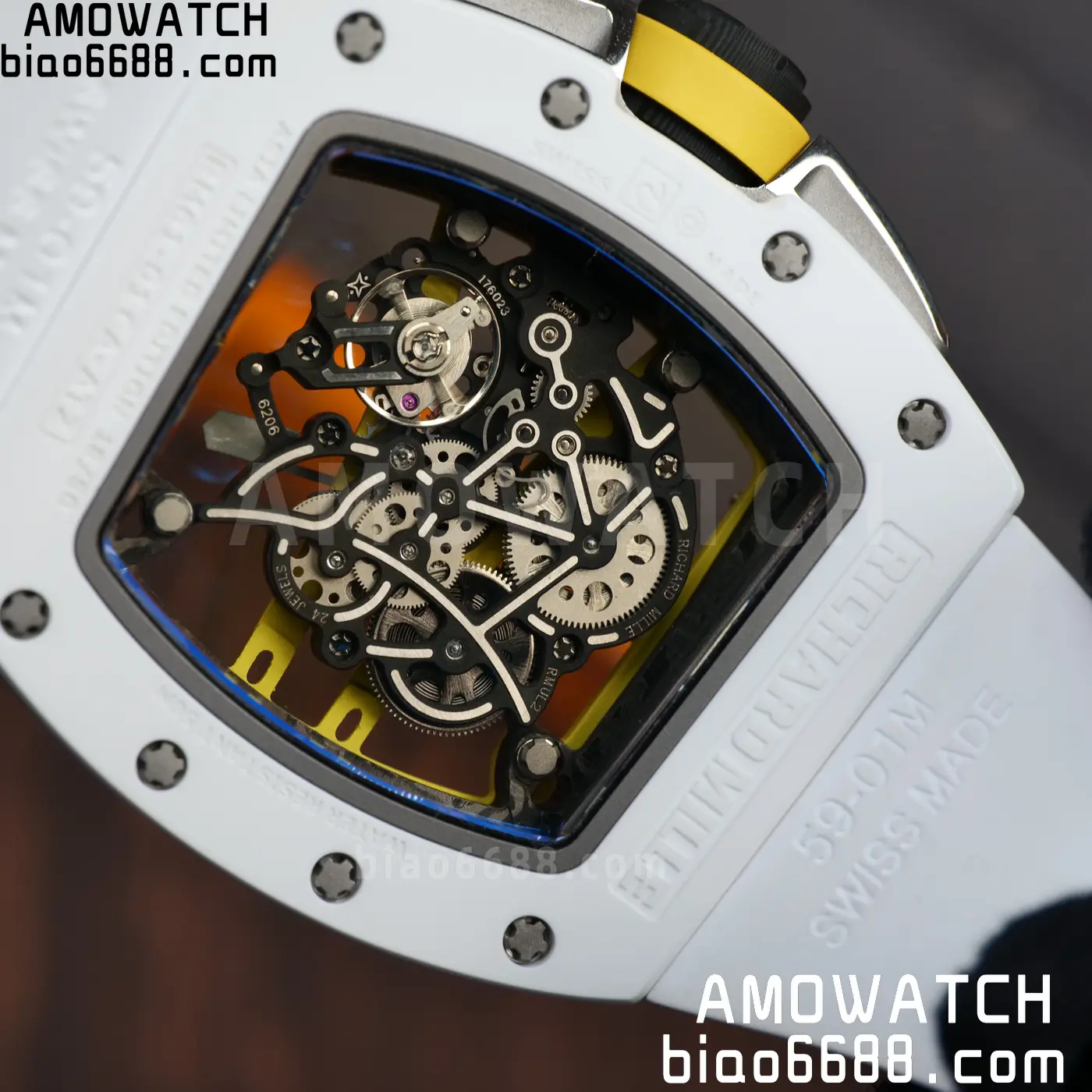 RICHARD MILLE RM61-01 RM6101 A9F 1:1 Best Edition White Bezel on White Rubber Strap RMUL3 Free Sprung 114 abf5909391246f3 AMO Watch