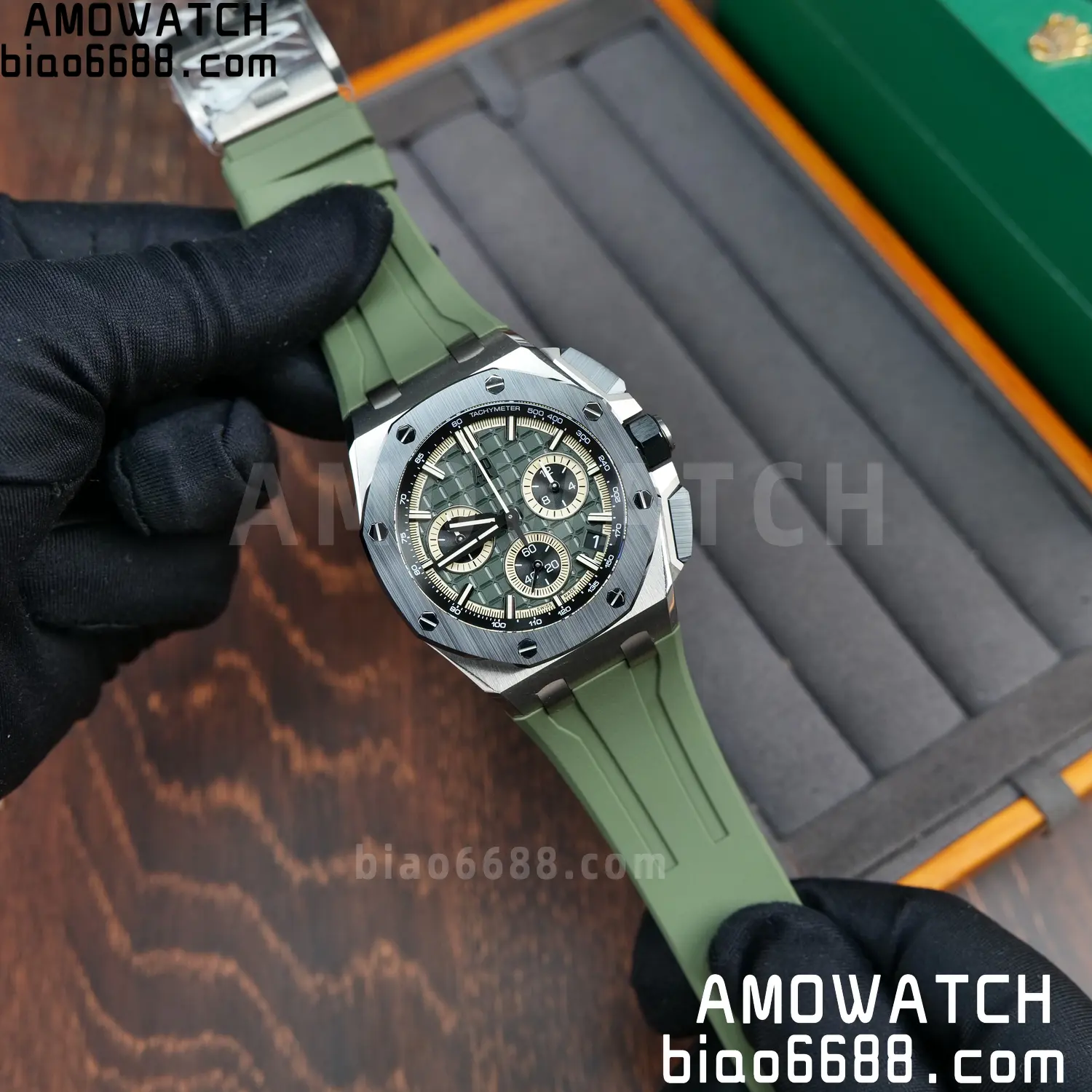 AP Royal Oak Offshore 26420 Titanium DDF 1:1 Best Edition Green/Black Dial on Green Rubber Strap DD4401 Super Clone 73 ac9265f21cd2a7e AMO Watch