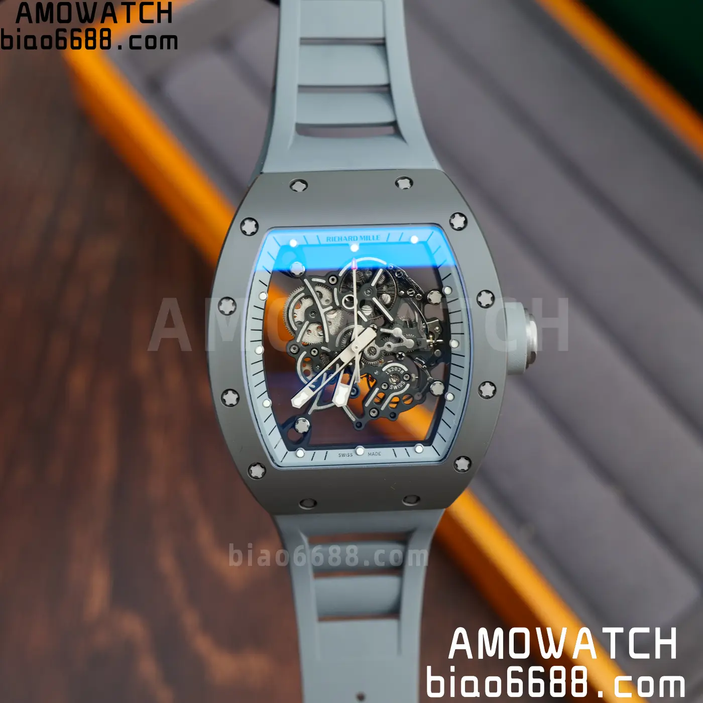 RICHARD MILLE RM055 Gray Ceramic A9F 1:1 Best Edition Gray Inner Bezel on Gray Rubber Strap RMUL2 (Free Sprung) 73 aef5932de0d7924 AMO Watch
