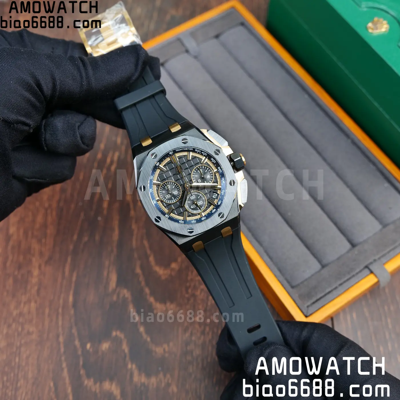 AP Royal Oak Offshore 26420 Black Ceramic DDF 1:1 Best Edition Black/YG Dial on Black Rubber Strap DD4401 Super Clone 67 b01fe10901e5c18 AMO Watch