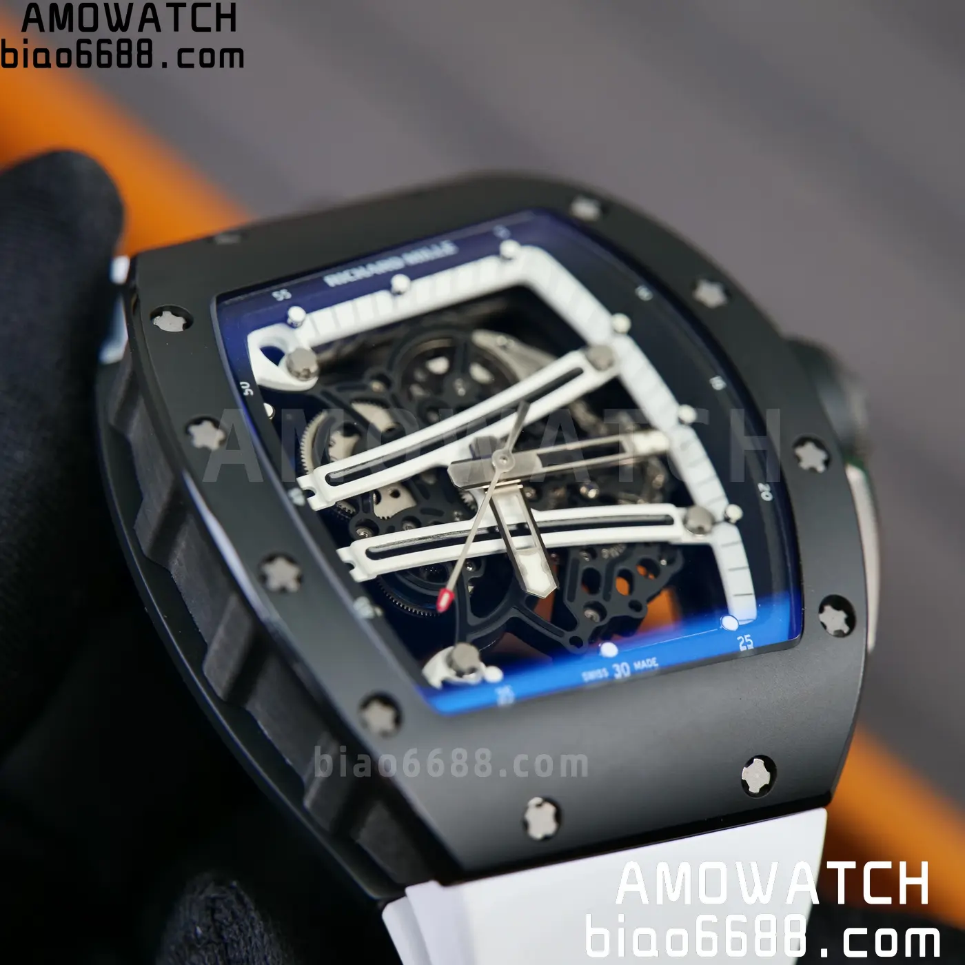 RICHARD MILLE RM61-01 RM6101 A9F 1:1 Best Edition Black Bezel on White Rubber Strap RMUL3 Free Sprung 100 b0802e41e460a15 AMO Watch