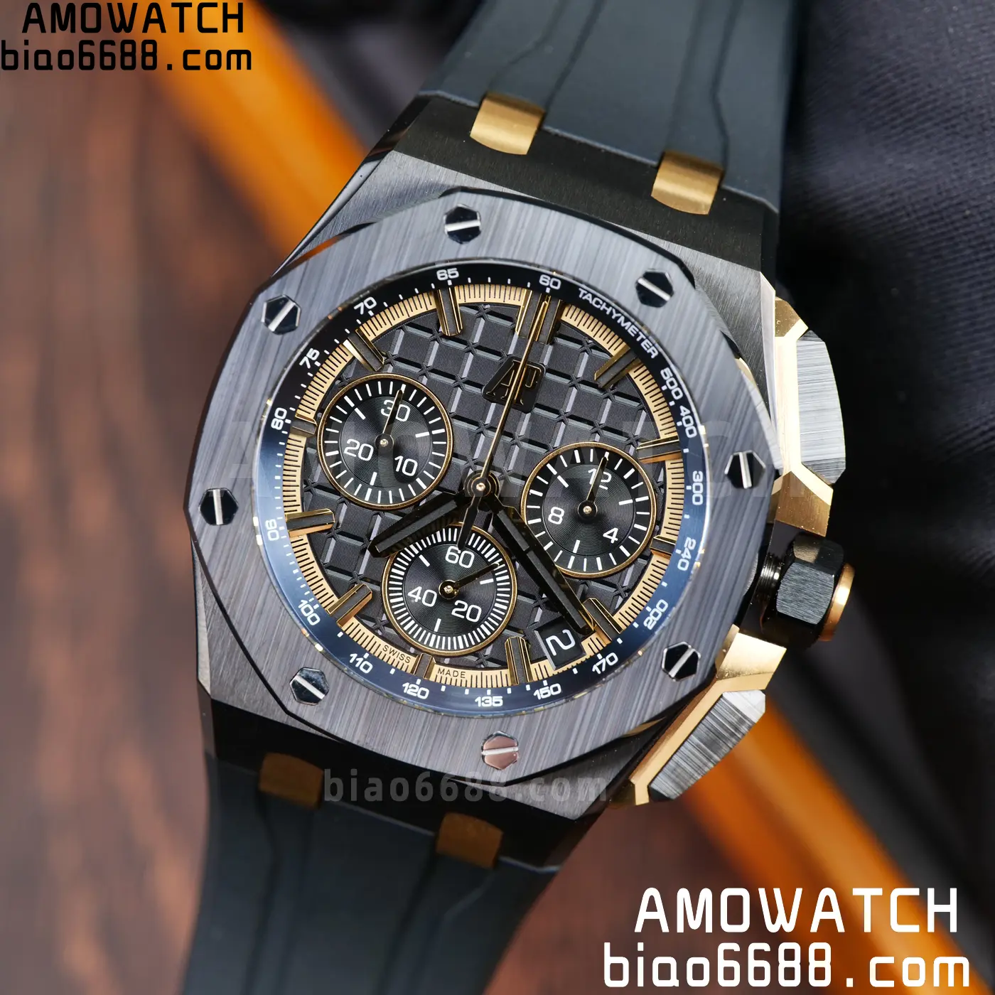 AP Royal Oak Offshore 26420 Black Ceramic DDF 1:1 Best Edition Black/YG Dial on Black Rubber Strap DD4401 Super Clone 87 b1bc0d22c7f9bb8 AMO Watch