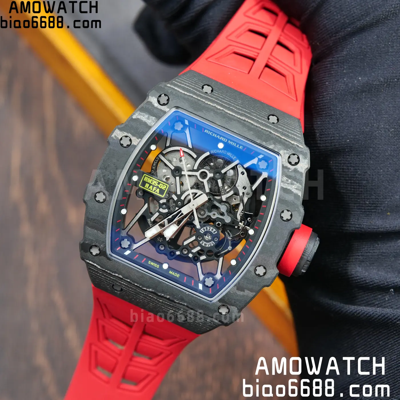 RICHARD MILLE RM035-02 NTPT UMI 1:1 Best Edition Skeleton Dial on Red Rubber Strap RMAL1 Super Clone Free Sprung 95 b3e1929d09abf05 AMO Watch