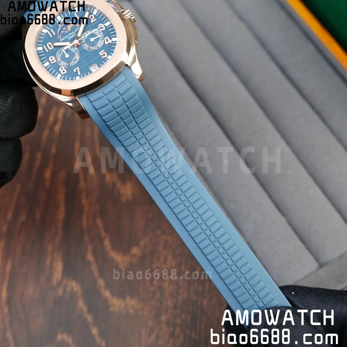 Patek Philippe Aquanaut 5261R RG PPM Factory 1:1 Best Edition Dial on Blue Rubber Strap V2 67 b549e242cb13335 AMO Watch
