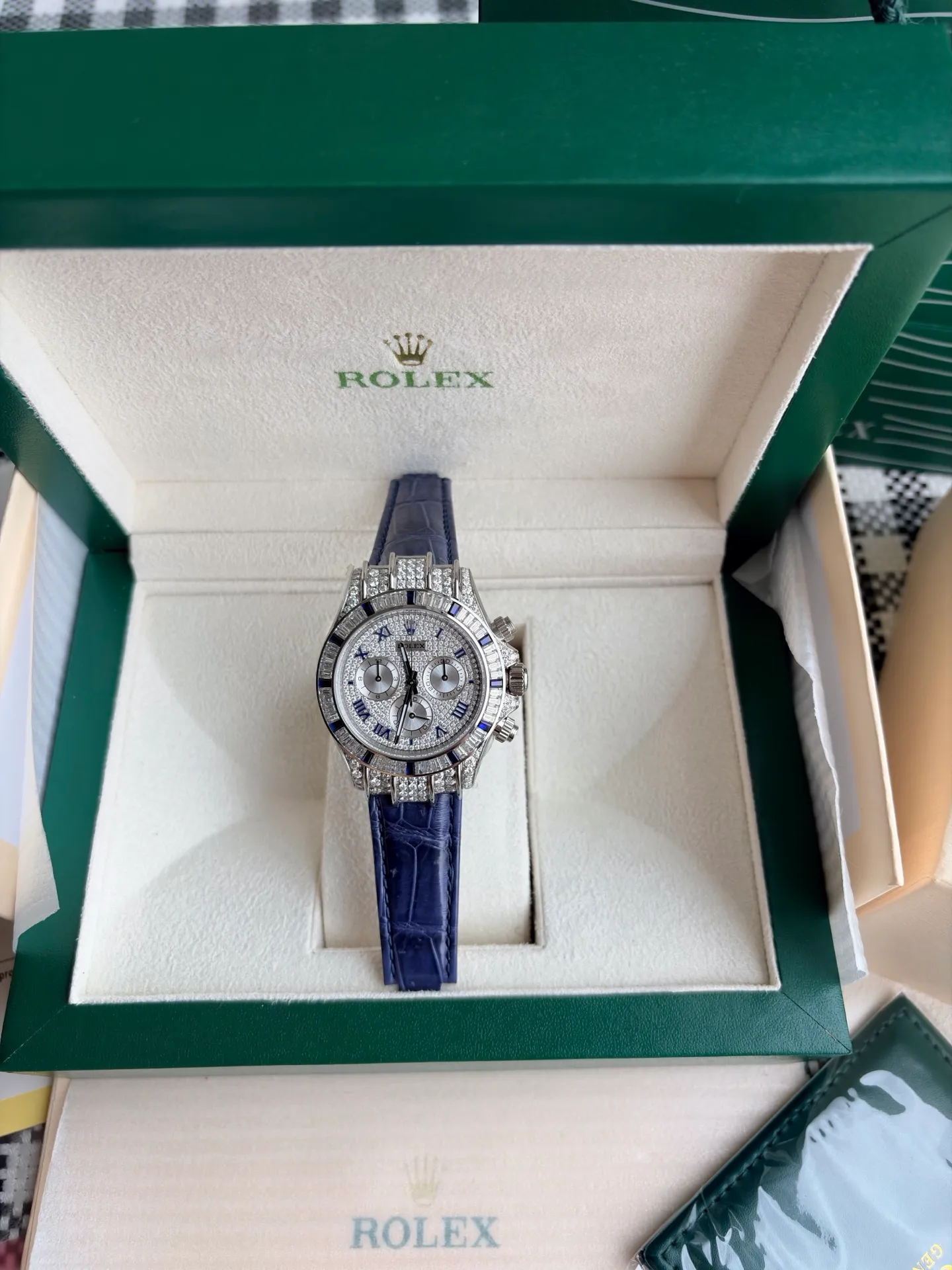 Rolex Daytona PPM Factory Best Edition Mossan Dial on Blue Strap 4130 22 b59e43aacc174c9 AMO Watch
