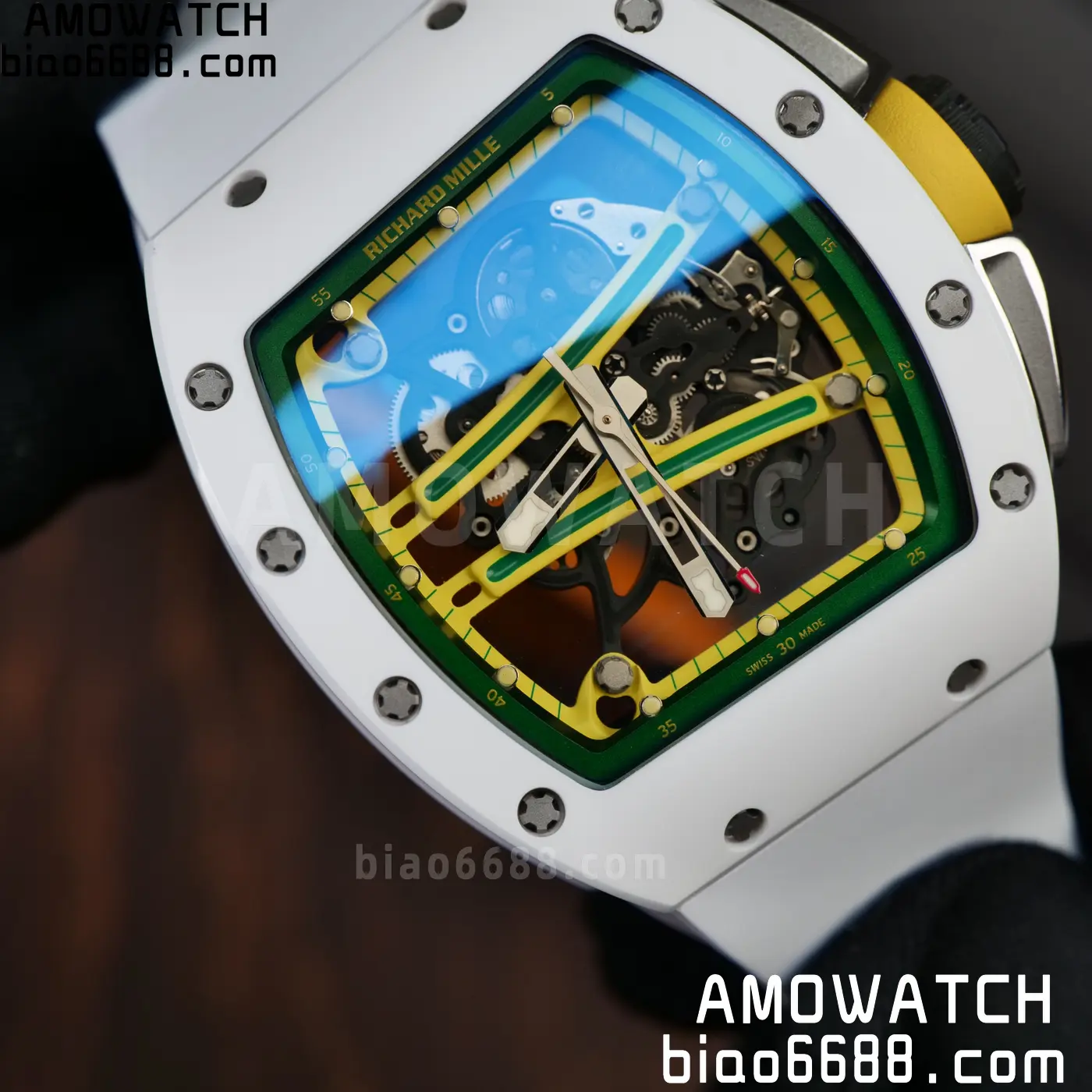 RICHARD MILLE RM61-01 RM6101 A9F 1:1 Best Edition White Bezel on White Rubber Strap RMUL3 Free Sprung 101 b642b90a7a78616 AMO Watch