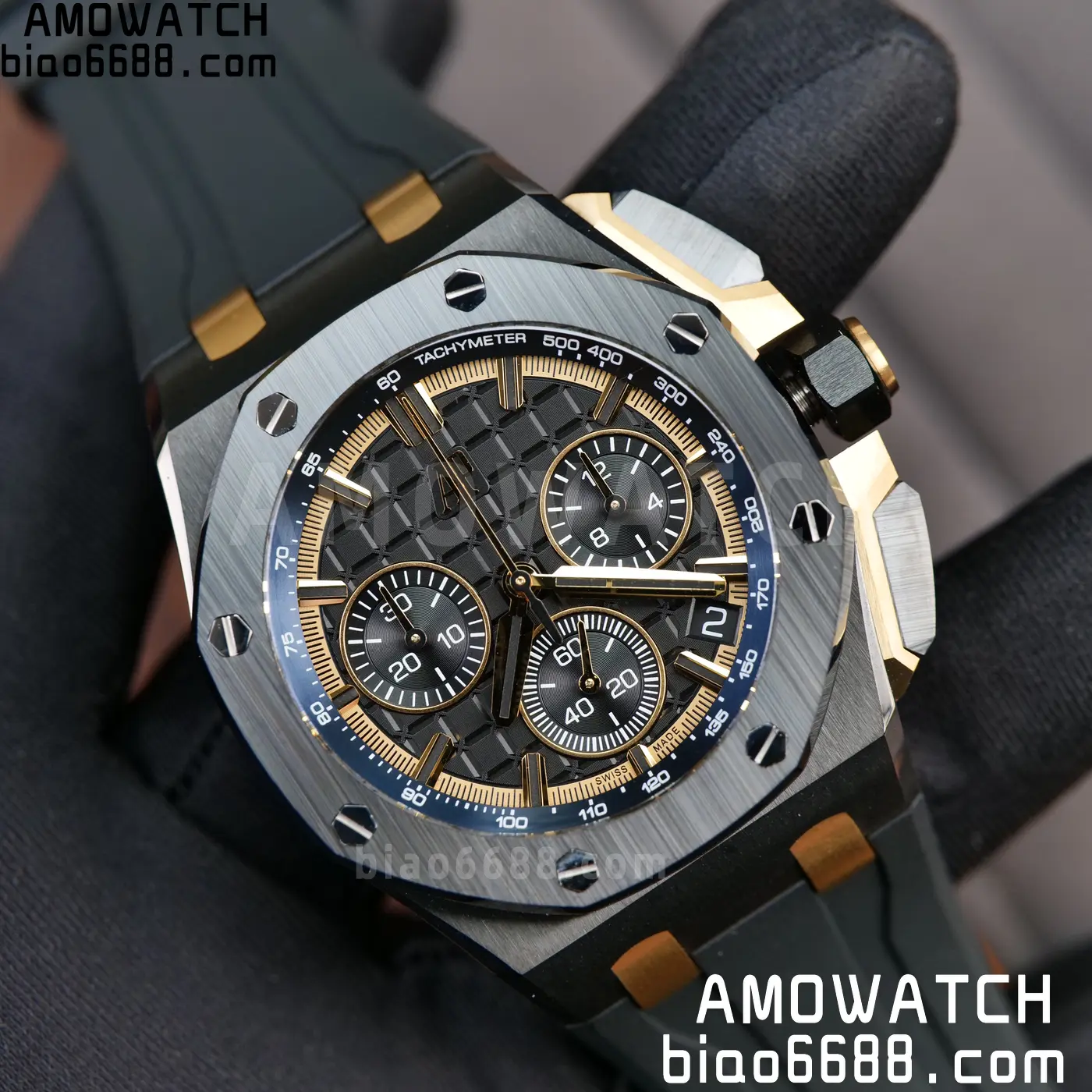 AP Royal Oak Offshore 26420 Black Ceramic DDF 1:1 Best Edition Black/YG Dial on Black Rubber Strap DD4401 Super Clone 86 b9c36c61fab658f AMO Watch