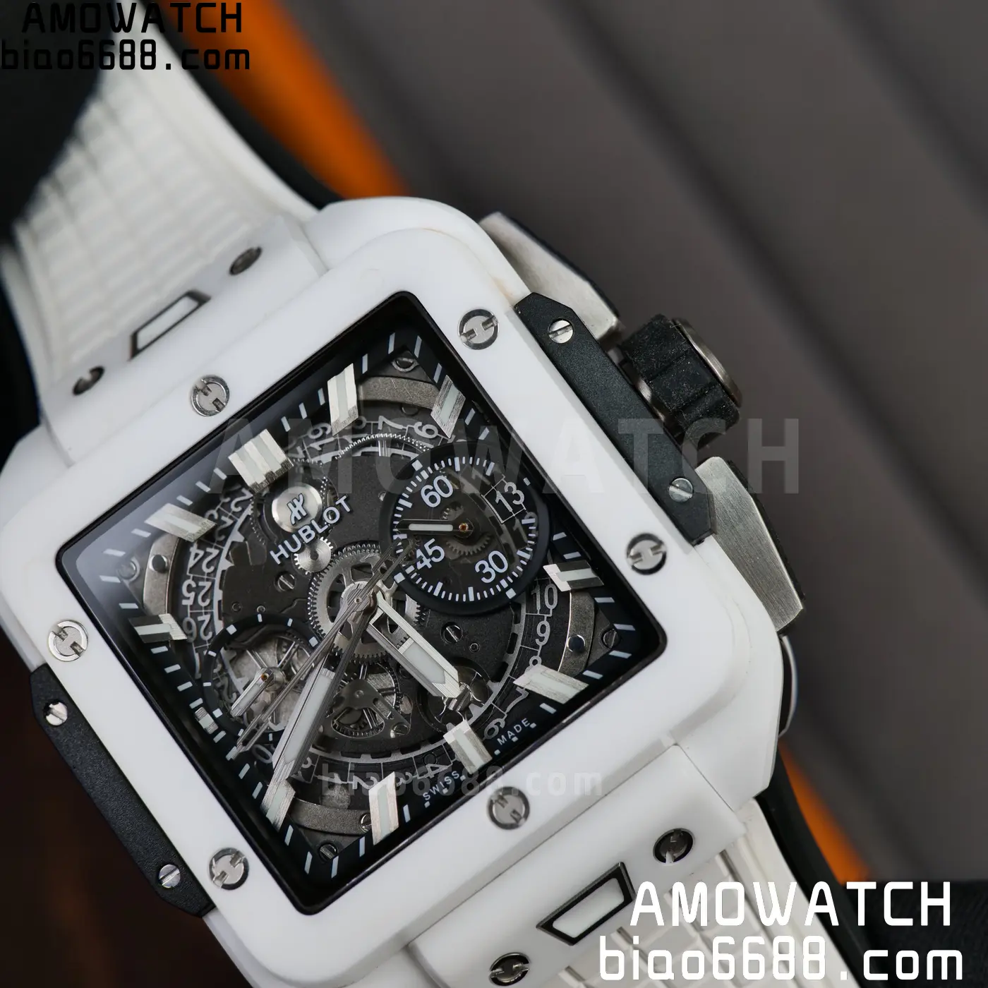 Hublot Square Bang Unico White Ceramic BBF 1:1 Best Edition on Rubber Strap A1280 66 bc2693fe0e67af3 AMO Watch