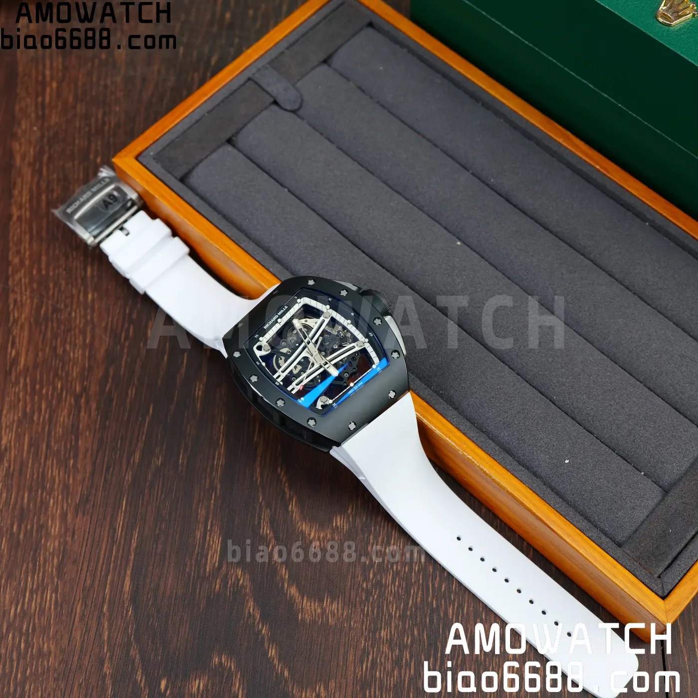 RICHARD MILLE RM61-01 RM6101 A9F 1:1 Best Edition Black Bezel on White Rubber Strap RMUL3 Free Sprung 80 bda6043f8dafdb5 AMO Watch