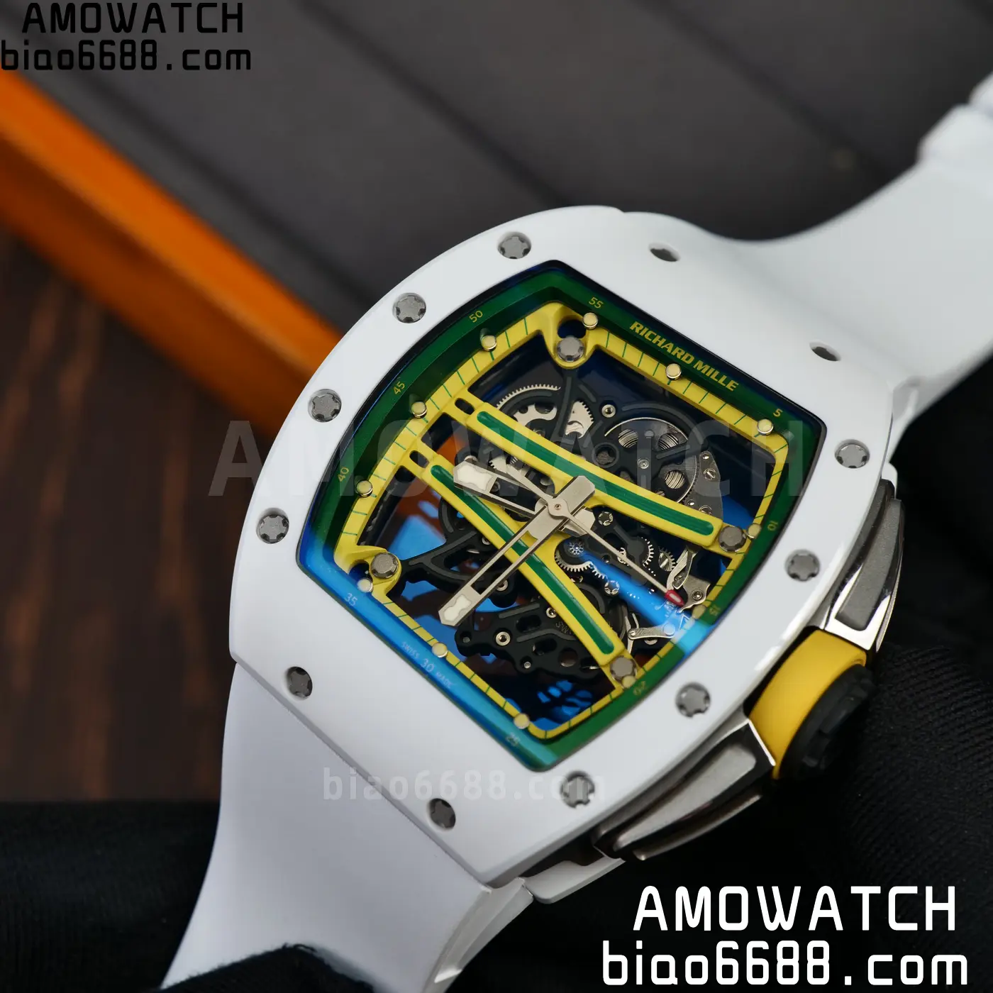 RICHARD MILLE RM61-01 RM6101 A9F 1:1 Best Edition White Bezel on White Rubber Strap RMUL3 Free Sprung 98 be8df35c91a3e05 AMO Watch