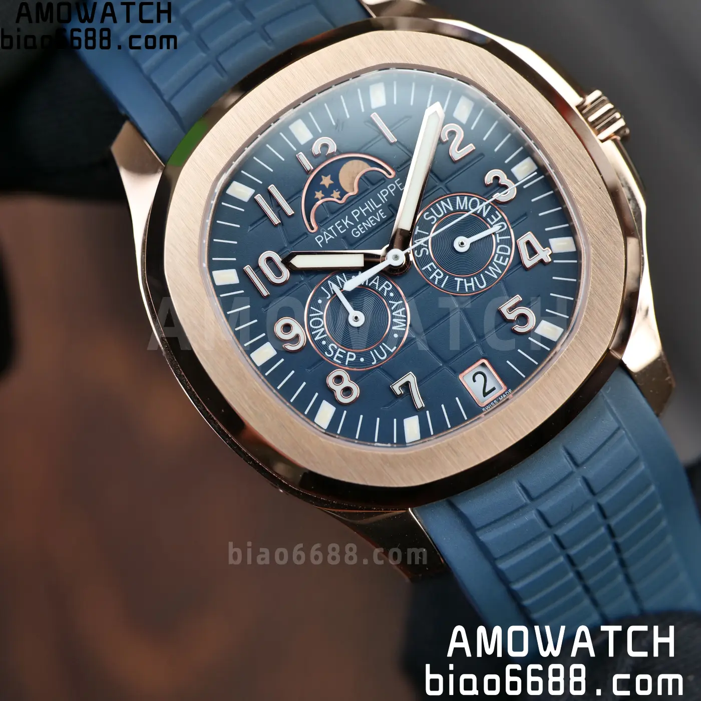 Patek Philippe Aquanaut 5261R RG PPM Factory 1:1 Best Edition Dial on Blue Rubber Strap V2 75 bea820b78e7dfc8 AMO Watch