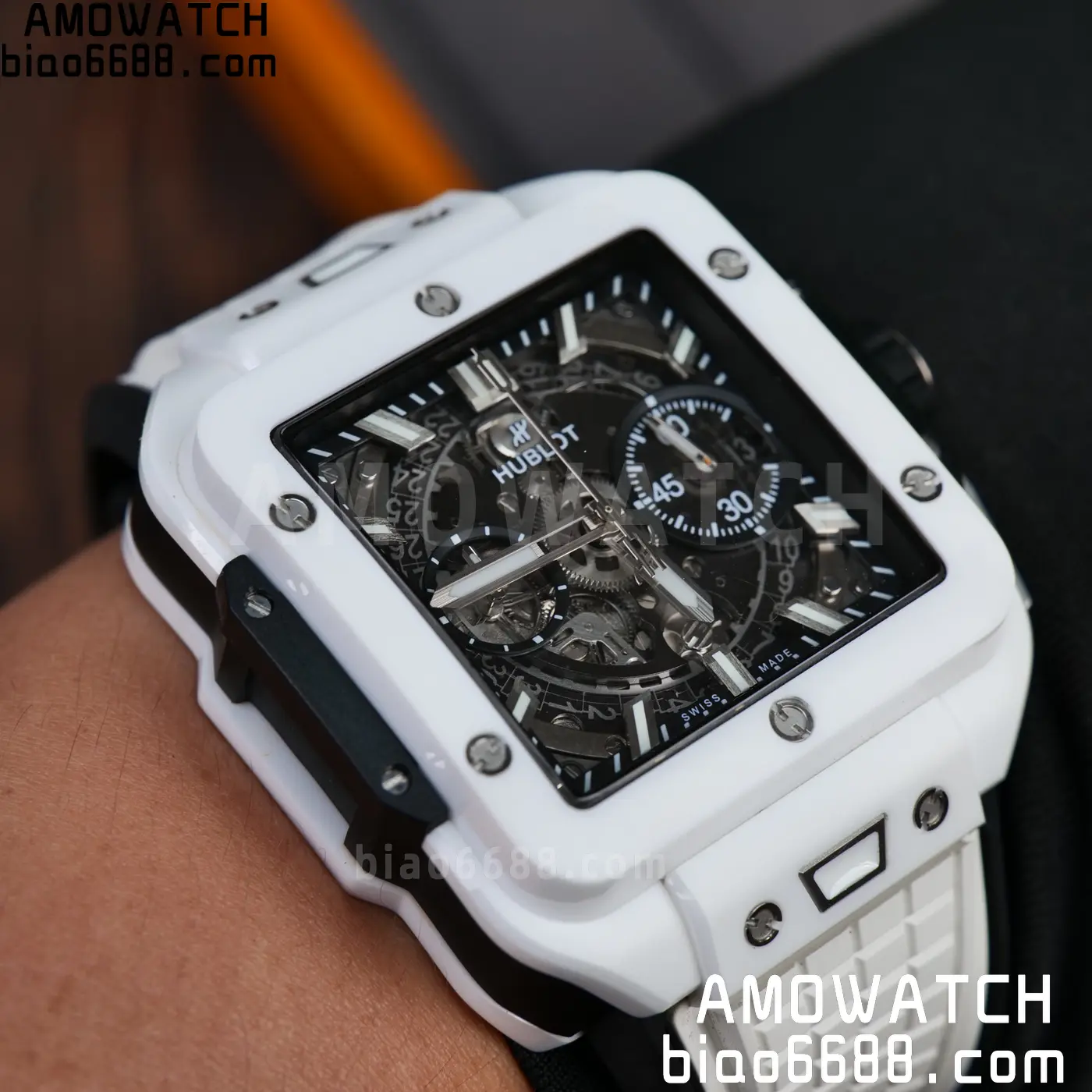 Hublot Square Bang Unico White Ceramic BBF 1:1 Best Edition on Rubber Strap A1280 77 bf64b3b944f1065 AMO Watch