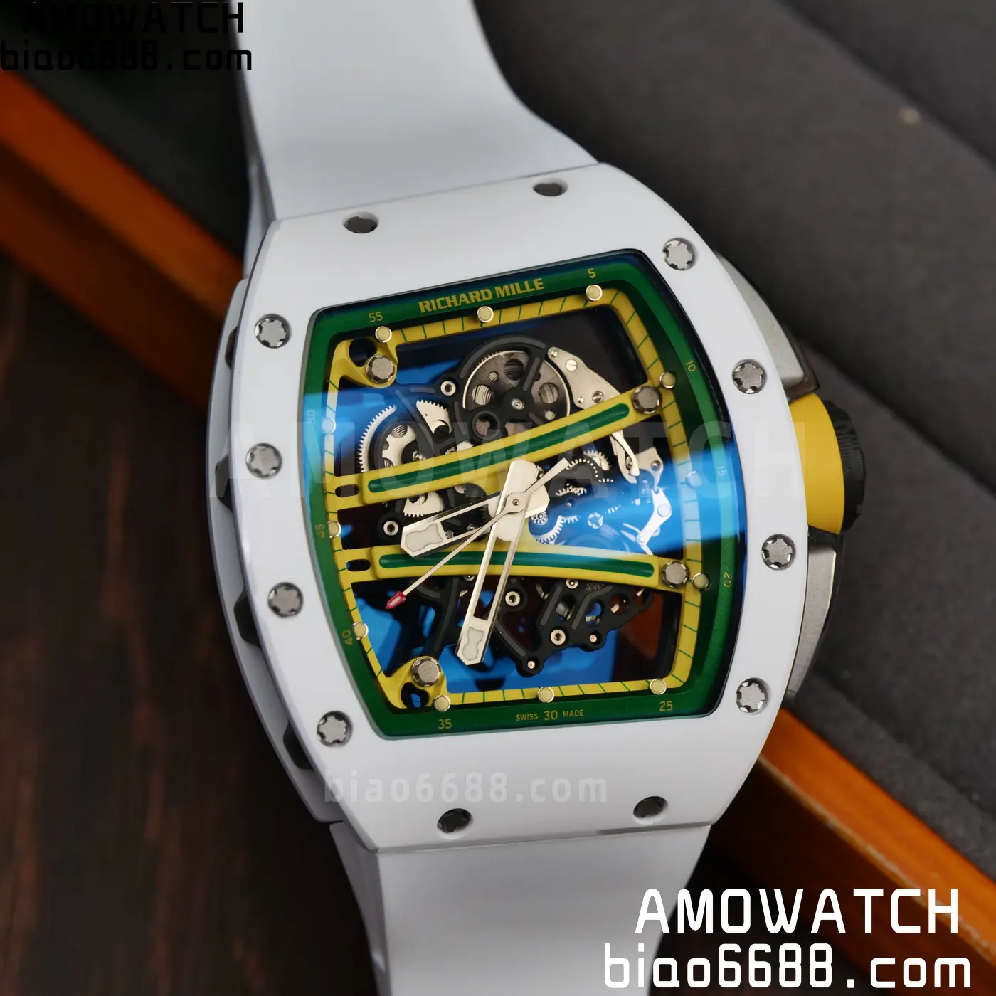RICHARD MILLE RM61-01 RM6101 A9F 1:1 Best Edition White Bezel on White Rubber Strap RMUL3 Free Sprung 122 c23a057fa65ca8c AMO Watch