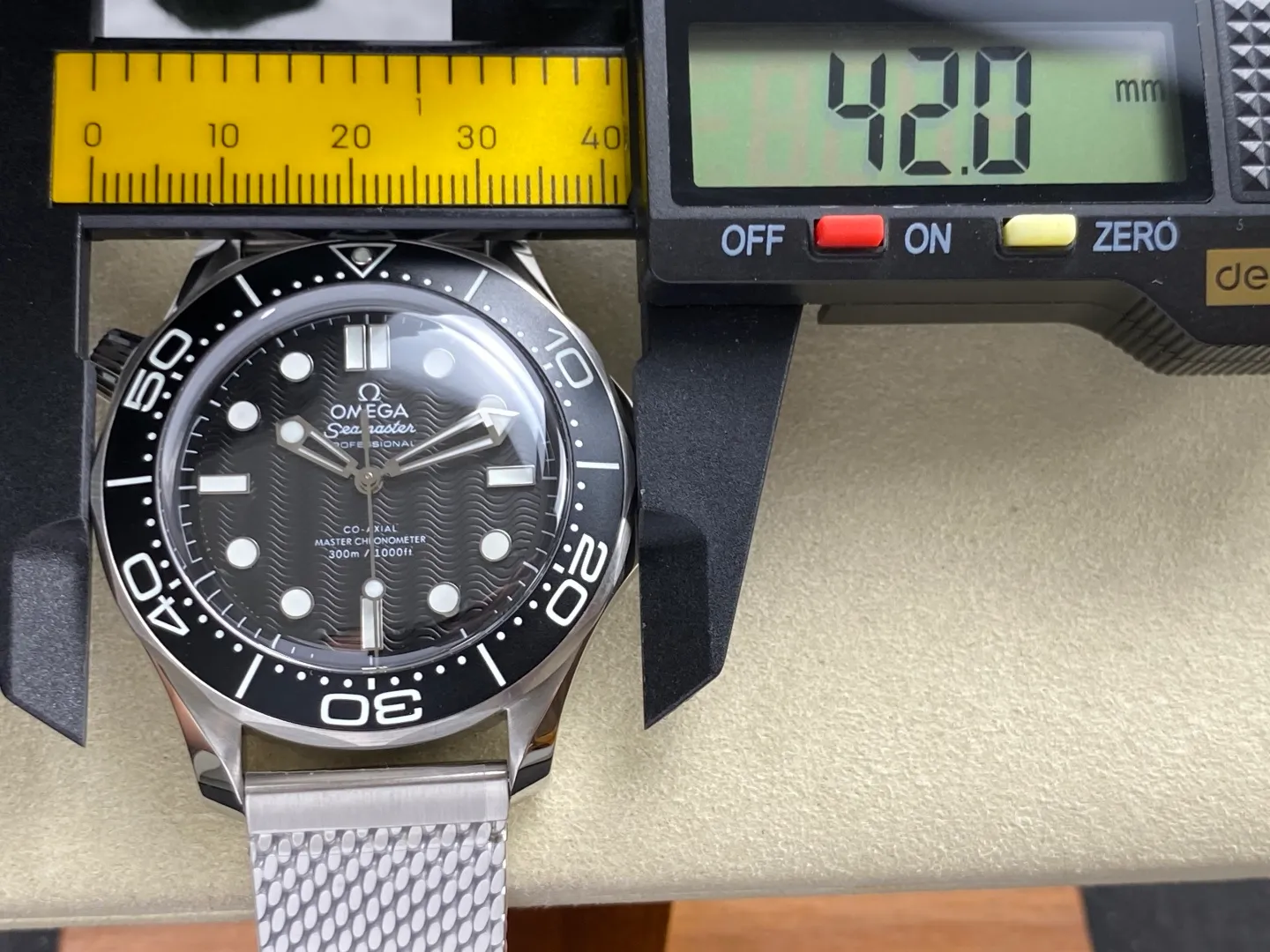 OMEGA Seamaster 300M Diver SS ORF 1:1 Best Edition Black Wave Dial on SS Mesh Bracelet (Free Spring) 33 c469b34966f0cee AMO Watch