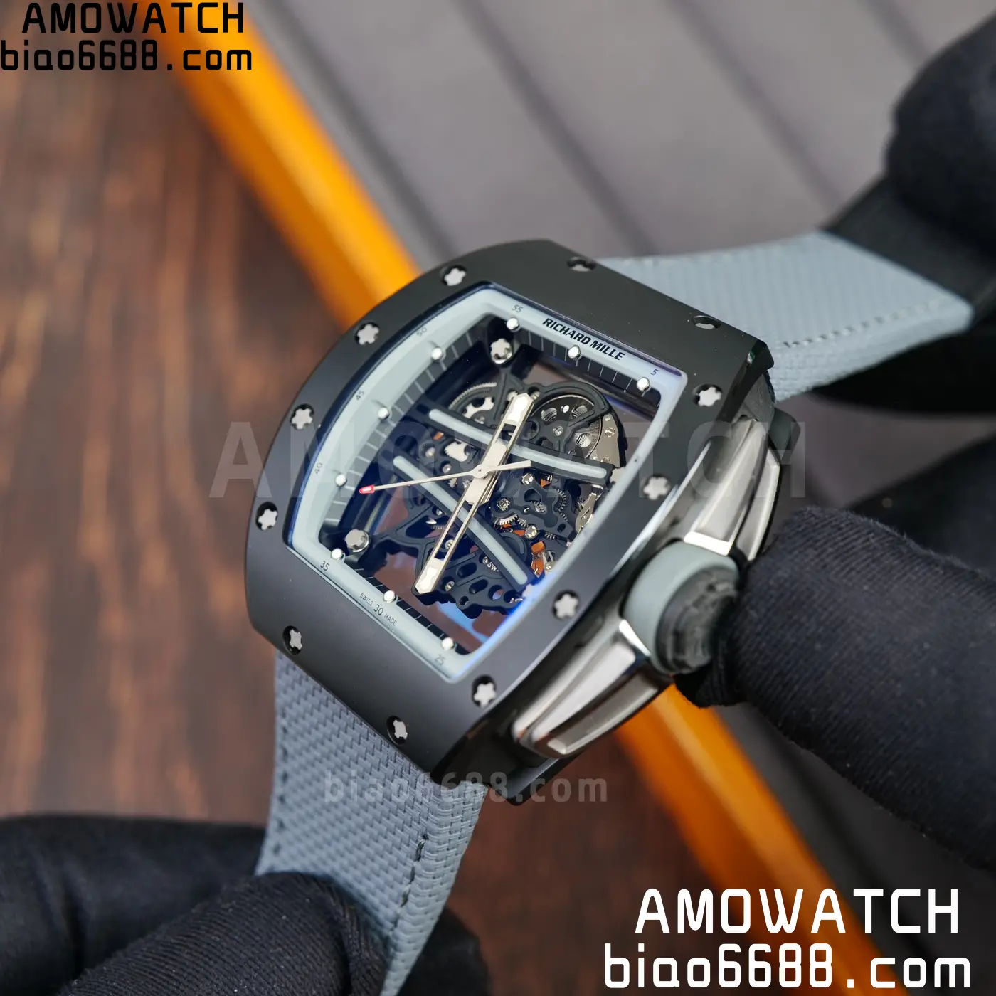 RICHARD MILLE RM61-01 RM6101 A9F 1:1 Best Edition Black Bezel on Gray Nylon Strap RMUL3 Free Sprung 78 c47588b5e54bf48 AMO Watch