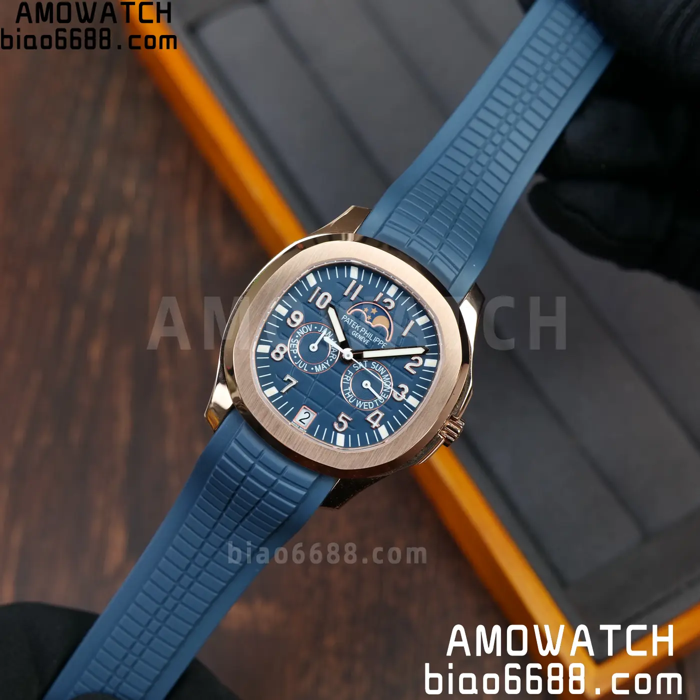 Patek Philippe Aquanaut 5261R RG PPM Factory 1:1 Best Edition Dial on Blue Rubber Strap V2 65 c52ccf52b750651 AMO Watch