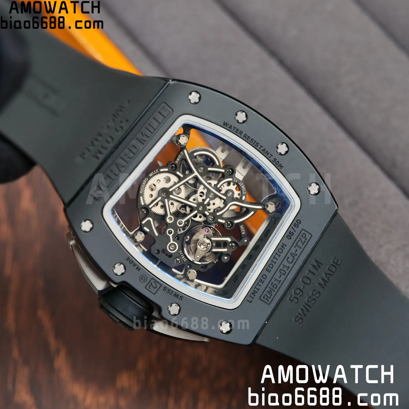RICHARD MILLE RM61-01 RM6101 A9F 1:1 Best Edition Black Bezel Black Strap RMUL3 Free Sprung 103 c6d19721a48d782 AMO Watch