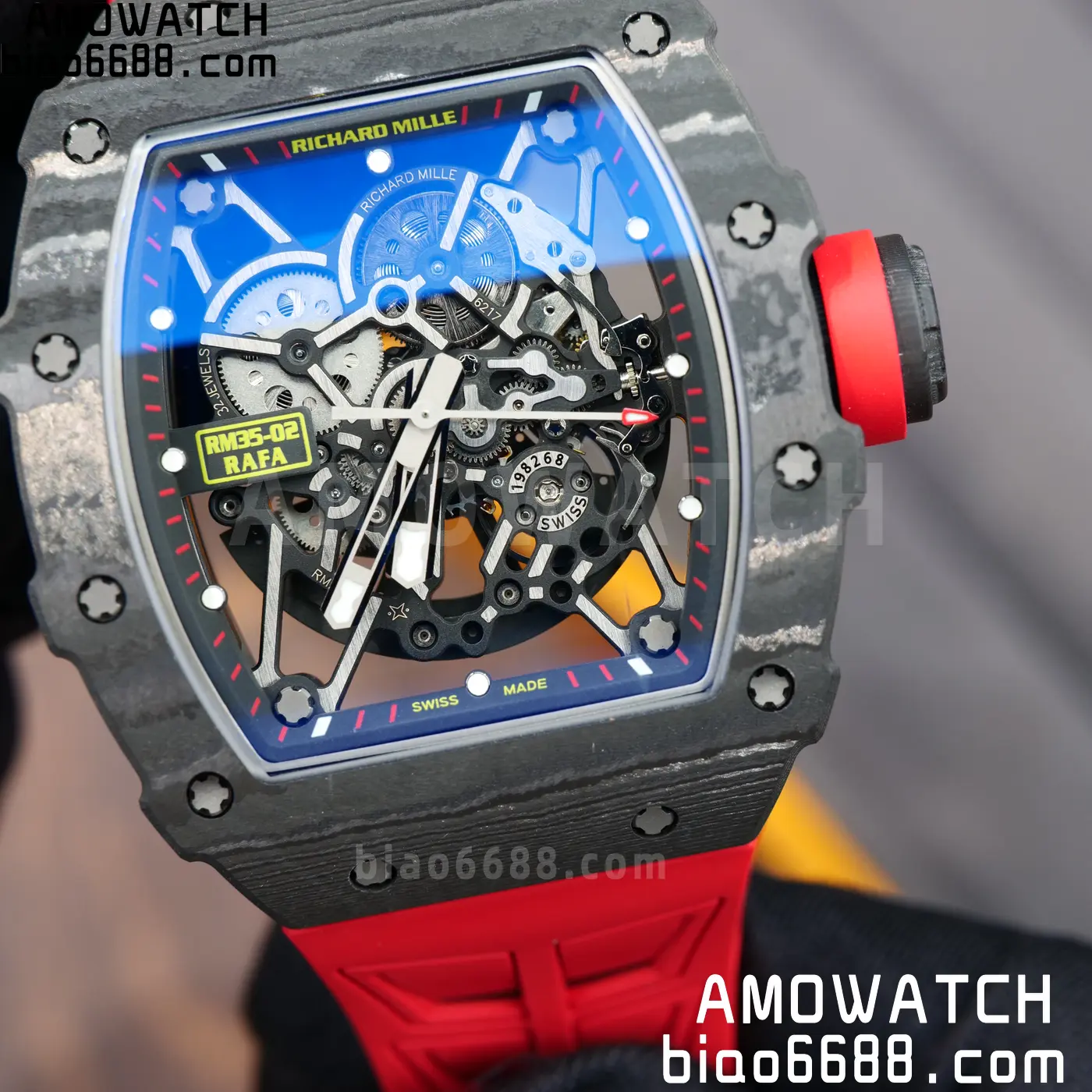 RICHARD MILLE RM035-02 NTPT UMI 1:1 Best Edition Skeleton Dial on Red Rubber Strap RMAL1 Super Clone Free Sprung 99 c769caf2e2f343c AMO Watch