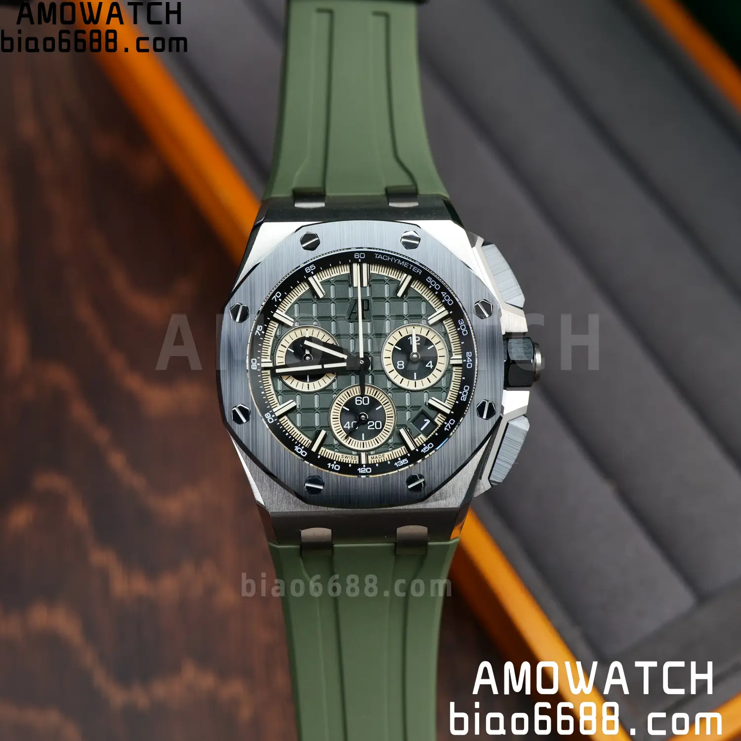 AP Royal Oak Offshore 26420 Titanium DDF 1:1 Best Edition Green/Black Dial on Green Rubber Strap DD4401 Super Clone 78 c91497bc043f514 AMO Watch