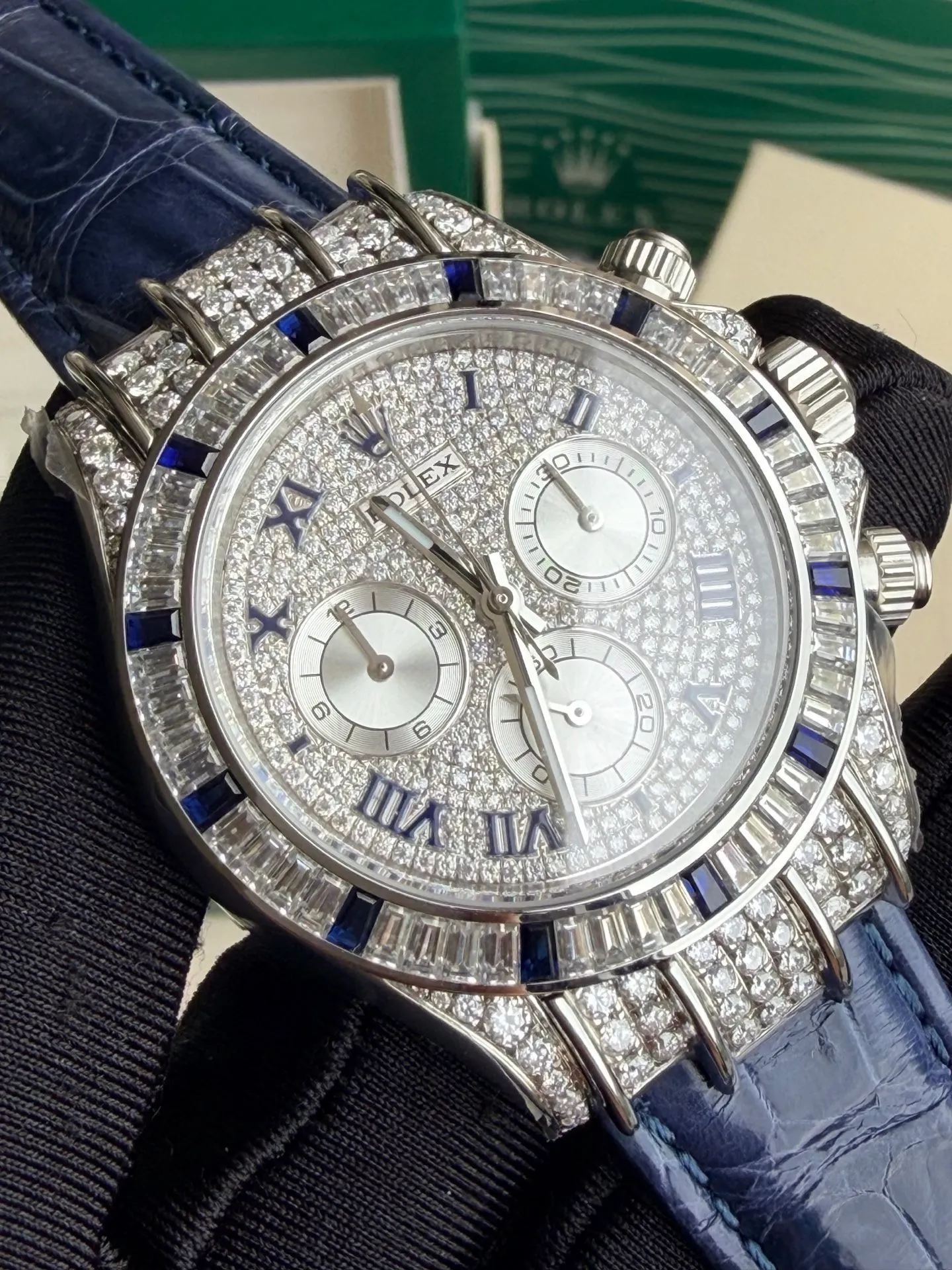 Rolex Daytona PPM Factory Best Edition Mossan Dial on Blue Strap 4130 24 ca2d0bb51e05f11 AMO Watch