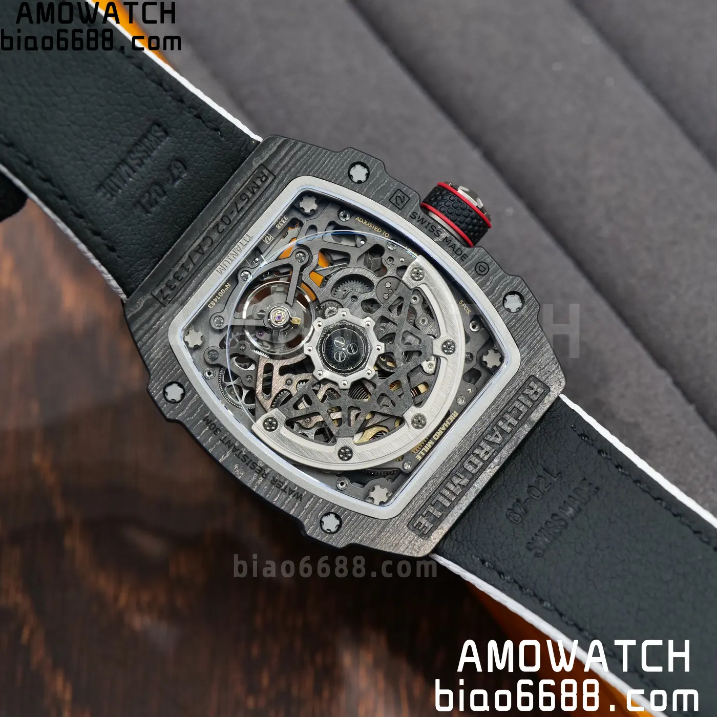 RICHARD MILLE 1:1 RM67-02 Black NTPT RICH Factory 1:1 Italy Green/Red/White Skeleton Dial White Nylon Strap CRMA7 Super Clone 111 ca9c5a9480340bc AMO Watch
