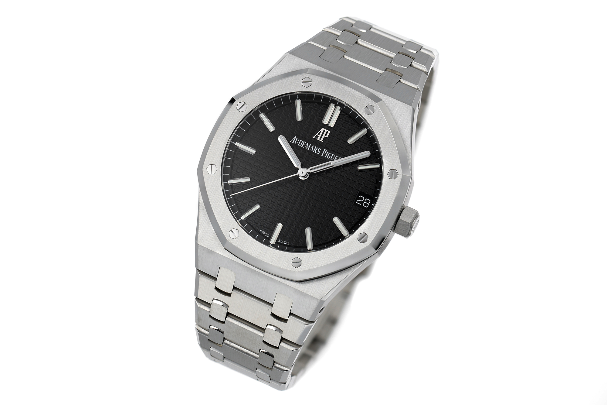 AP Royal Oak 41mm 15500 SS ZF 1:1 Best Edition Black Textured Dial on SS Bracelet SA4302 Super Clone V4 (Free Sprung) 21 cbe49f4ed1edac1 AMO Watch