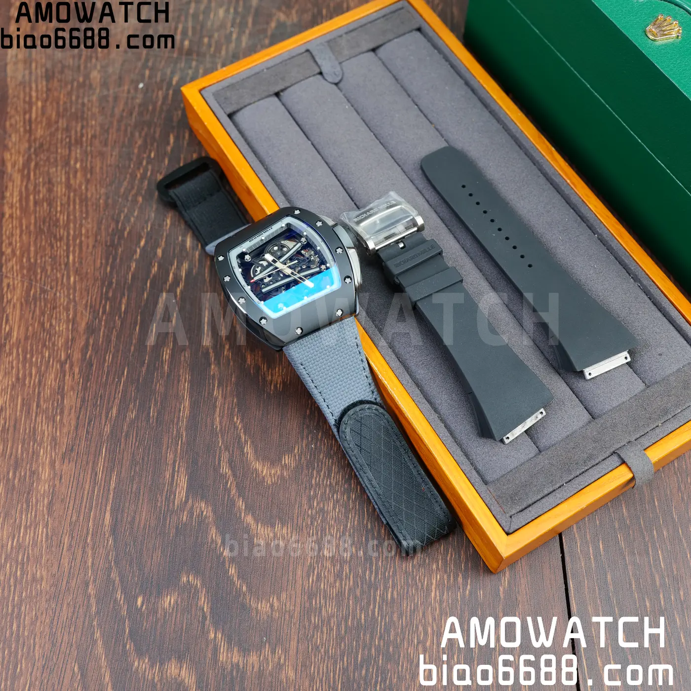 RICHARD MILLE RM61-01 RM6101 A9F 1:1 Best Edition Black Bezel on Gray Nylon Strap RMUL3 Free Sprung 66 cbfe169a3da3be2 AMO Watch