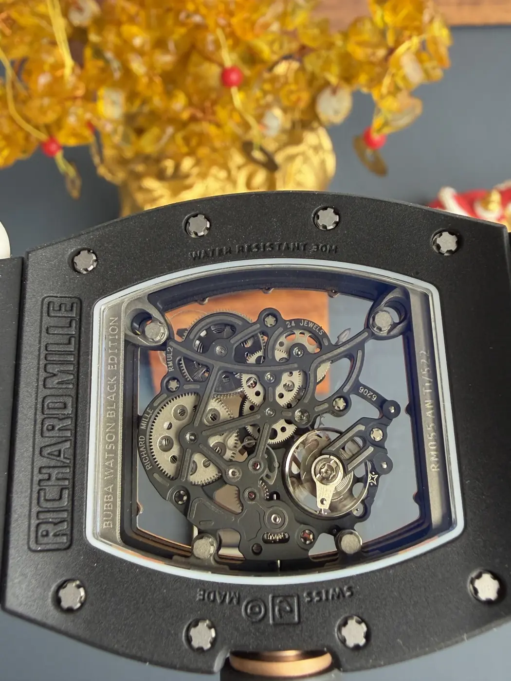 RICHARD MILLE RM055 Black Ceramic A9F 1:1 Best Edition RG Inner Bezel on Black Rubber Strap RMUL2 (Free Sprung) 30 cbfef436f076d64 AMO Watch
