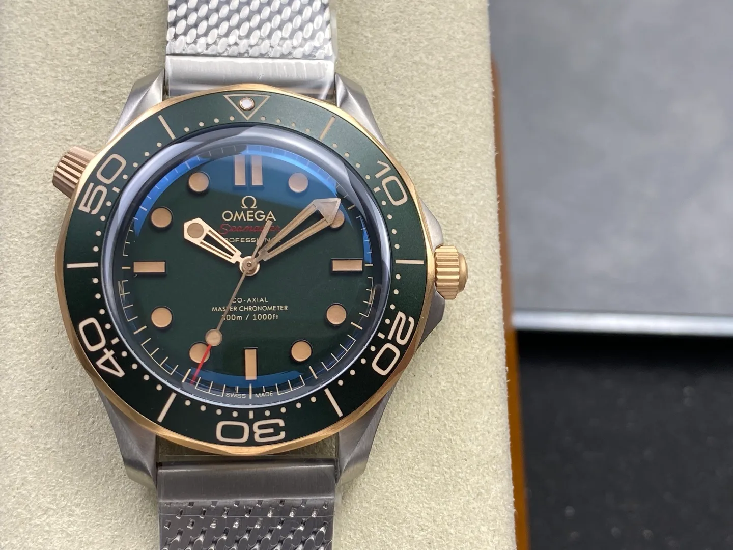 OMEGA Seamaster 300M Diver Titanium/Bronze ORF 1:1 Best Edition Green Dial on Titanium Mesh Bracelet(Free Spring) 30 cc651cdd715a930 AMO Watch