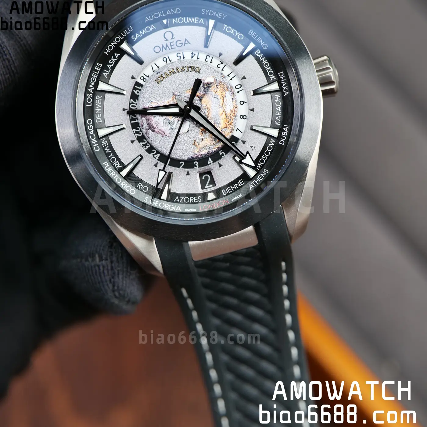 OMEGA Aqua Terra GMT Worldtimer 43mm Titanium VSF 1:1 Best Edition on SS Bracelet A8938 Super Clone 77 ccf0df30e2641fa AMO Watch
