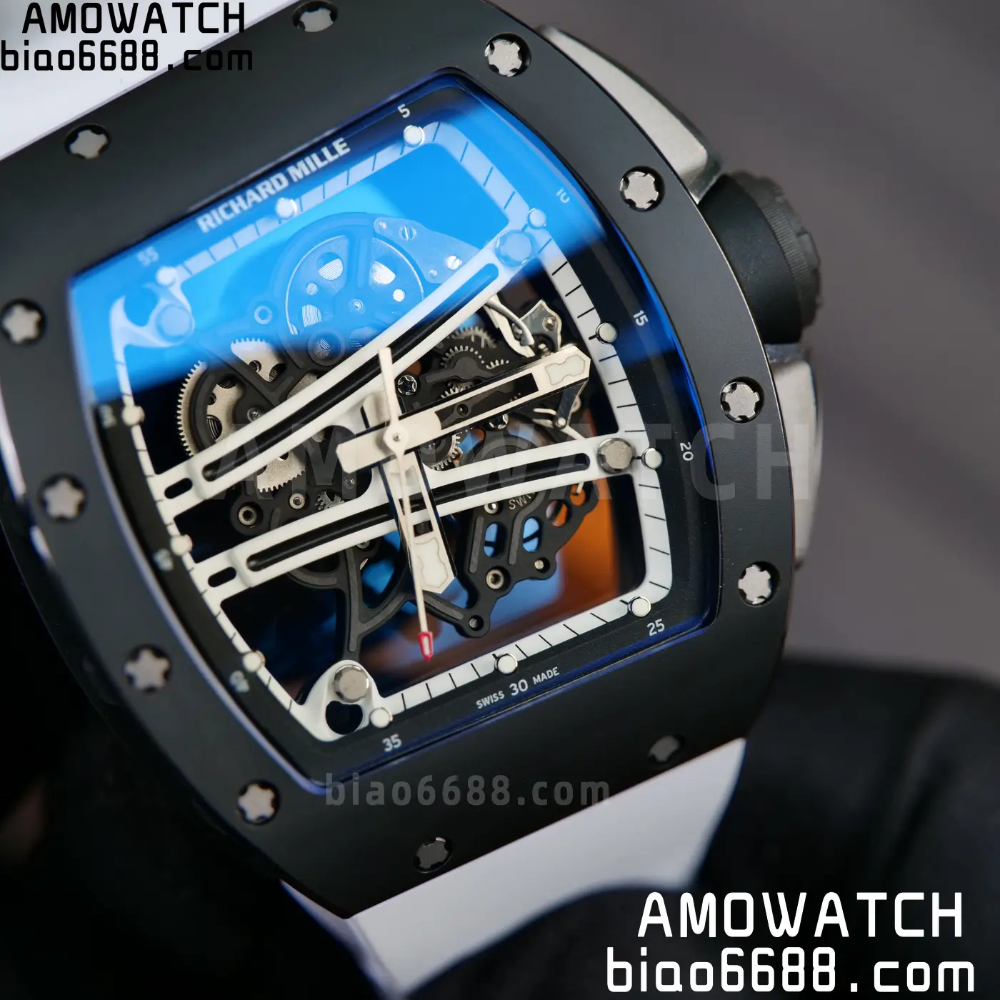 RICHARD MILLE RM61-01 RM6101 A9F 1:1 Best Edition Black Bezel on White Rubber Strap RMUL3 Free Sprung 99 cd5ef93d907d86c AMO Watch