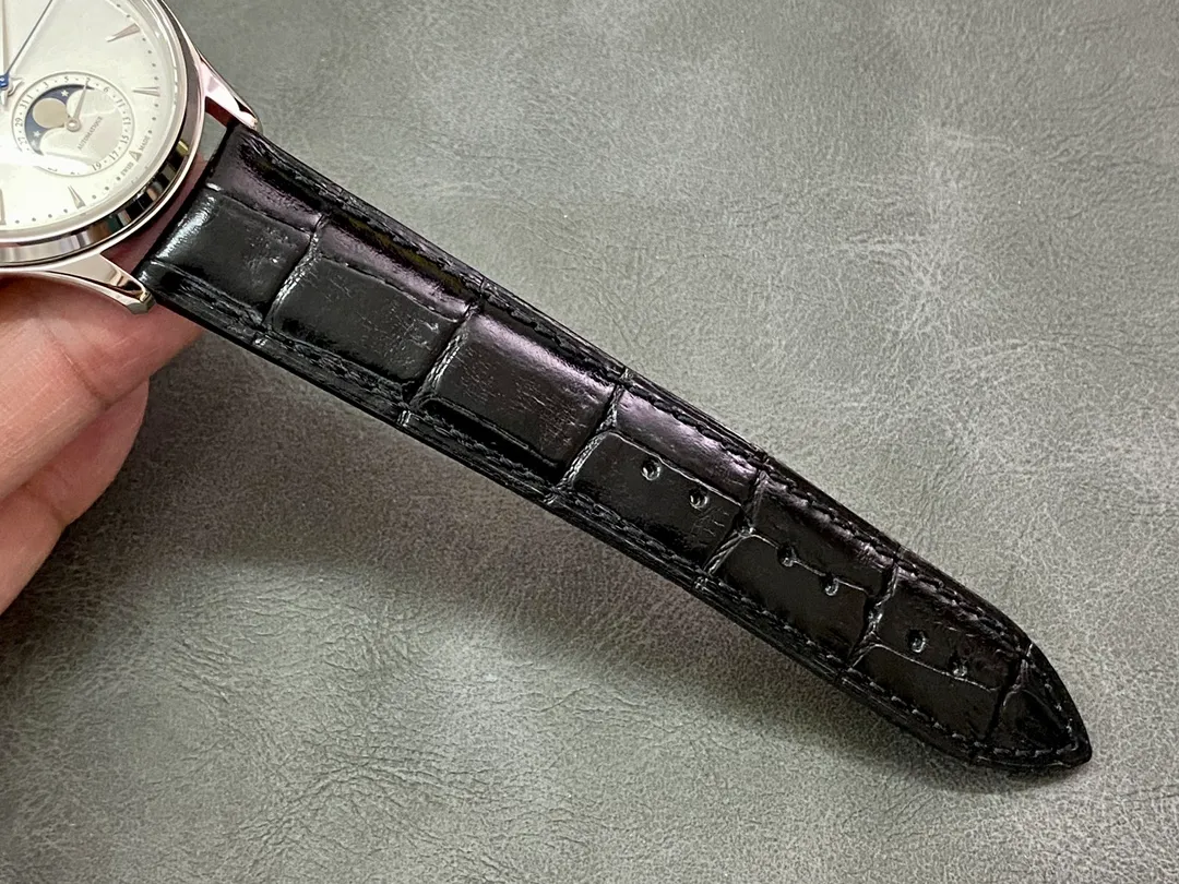 JL Master Ultra Thin Moon 1368420 SS ZF 1:1 Best Edition White Dial on Black Leather Strap SA925 Super Clone V2 27 ce0f2d8b9b08424 AMO Watch