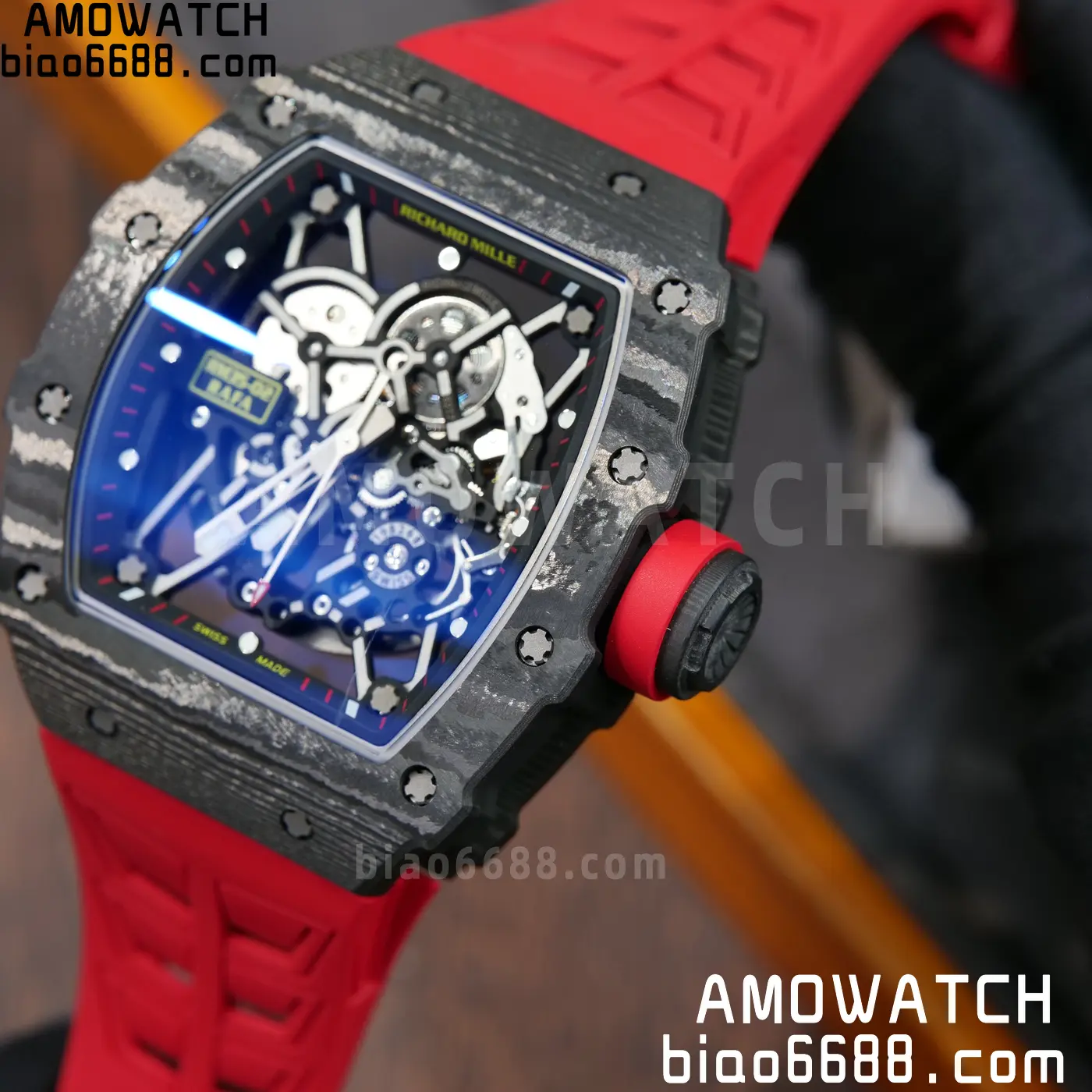RICHARD MILLE RM035-02 NTPT UMI 1:1 Best Edition Skeleton Dial on Red Rubber Strap RMAL1 Super Clone Free Sprung 91 ce3343b16f70f8e AMO Watch