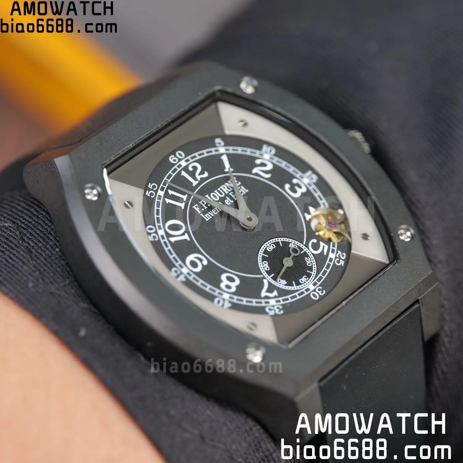 F.P.Journe Elegante PVD FPJF Best Edition Black Dial on Black Rubber Strap Quartz 103 cee785e3069cf39 阿默表行AmoWatch