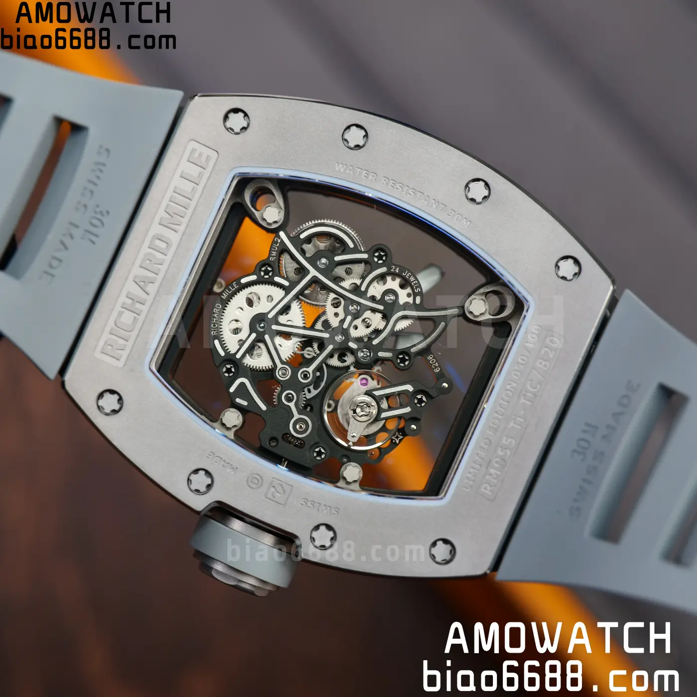 RICHARD MILLE RM055 Gray Ceramic A9F 1:1 Best Edition Gray Inner Bezel on Gray Rubber Strap RMUL2 (Free Sprung) 90 d090161100d4718 AMO Watch