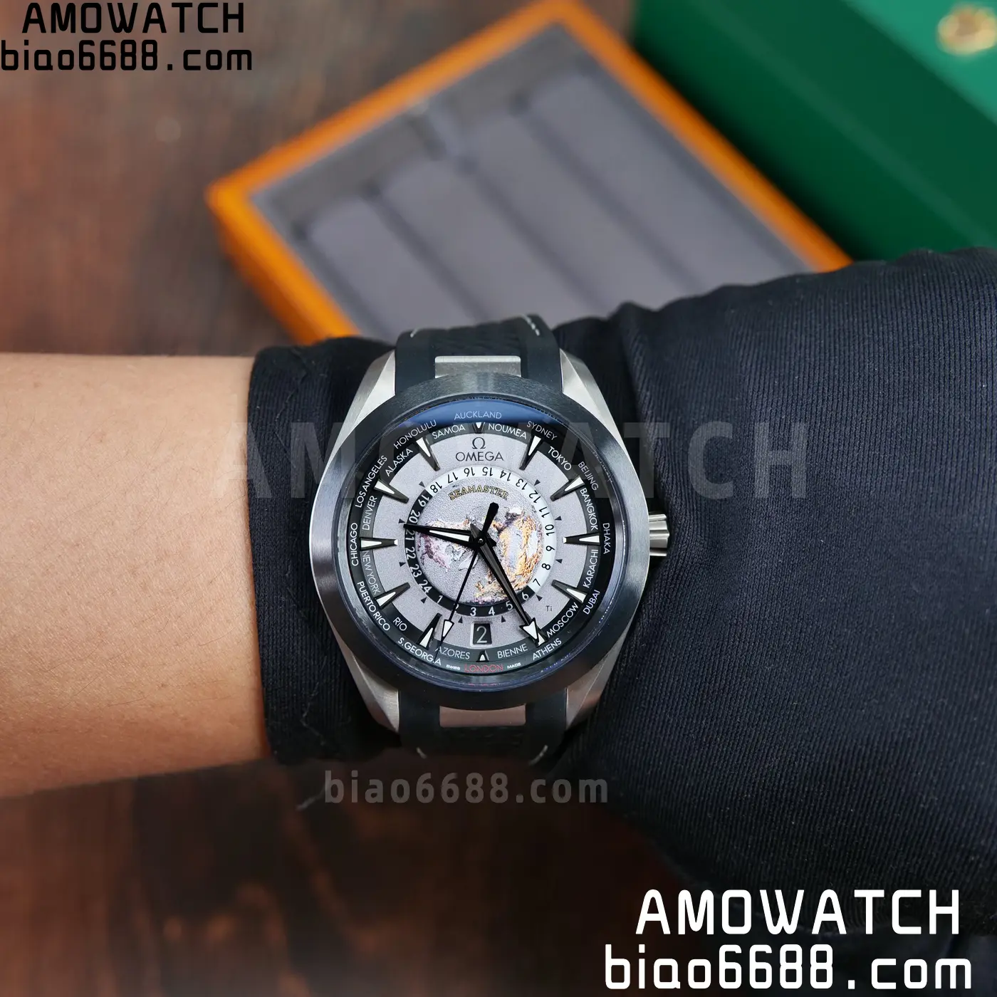 OMEGA Aqua Terra GMT Worldtimer 43mm Titanium VSF 1:1 Best Edition on SS Bracelet A8938 Super Clone 89 d21620b76d71c89 AMO Watch