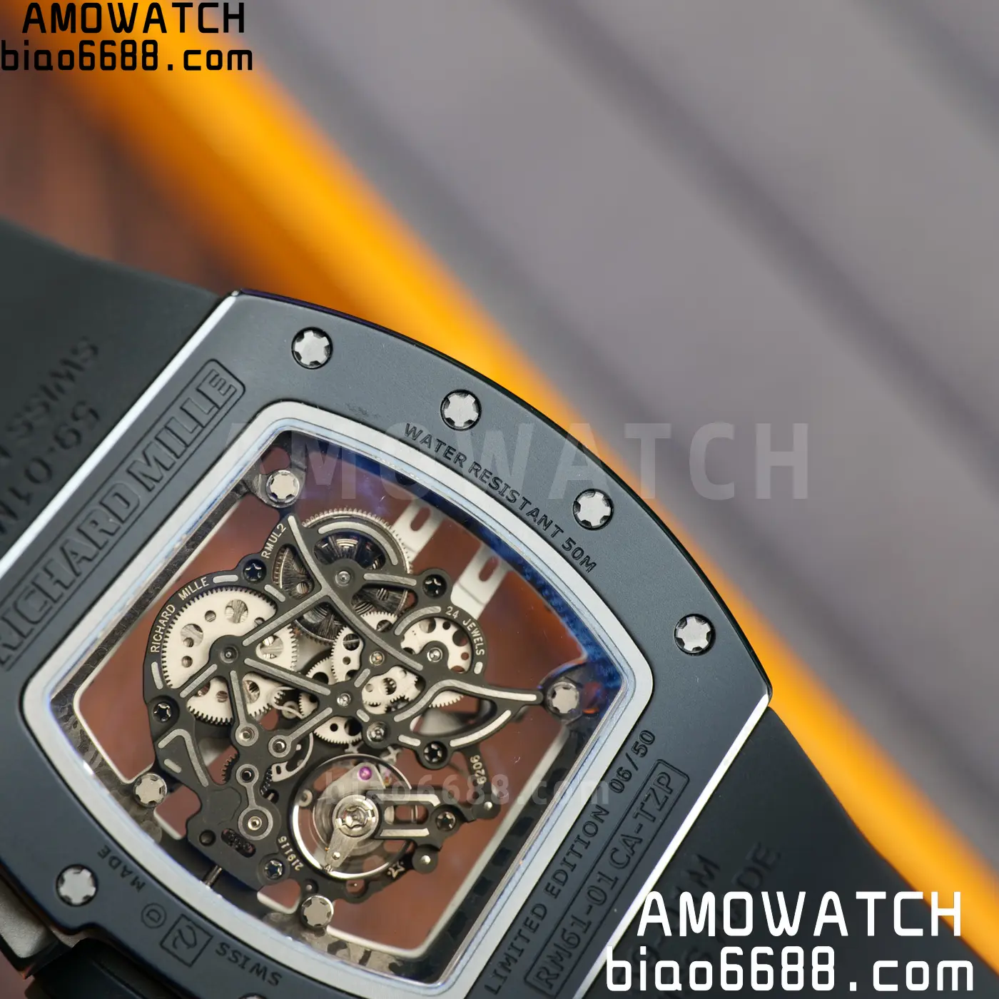 RICHARD MILLE RM61-01 RM6101 A9F 1:1 Best Edition Black Bezel Black Strap RMUL3 Free Sprung 110 d2de1c61dce50c5 AMO Watch