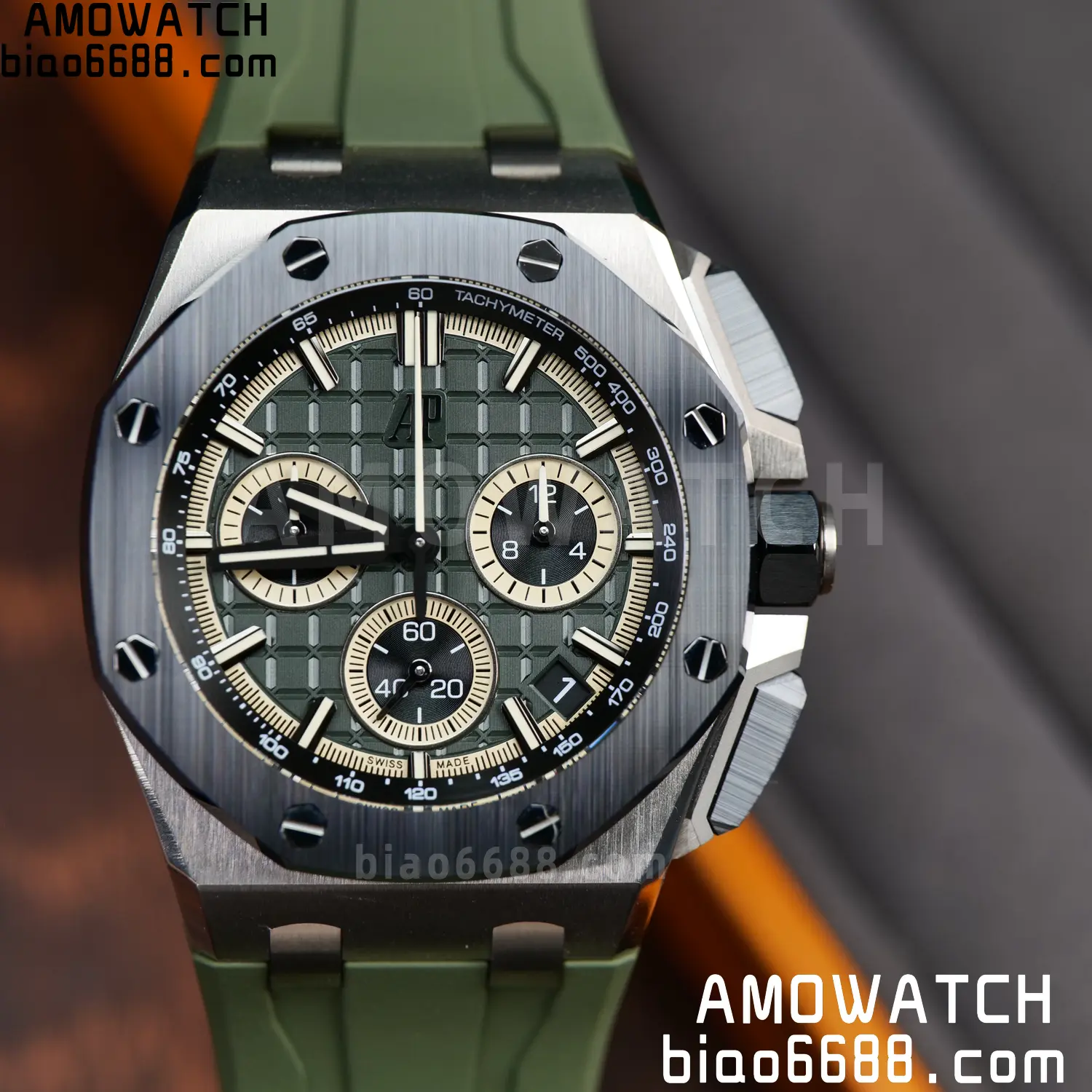 AP Royal Oak Offshore 26420 Titanium DDF 1:1 Best Edition Green/Black Dial on Green Rubber Strap DD4401 Super Clone 79 d41bd00cce5f3e8 AMO Watch