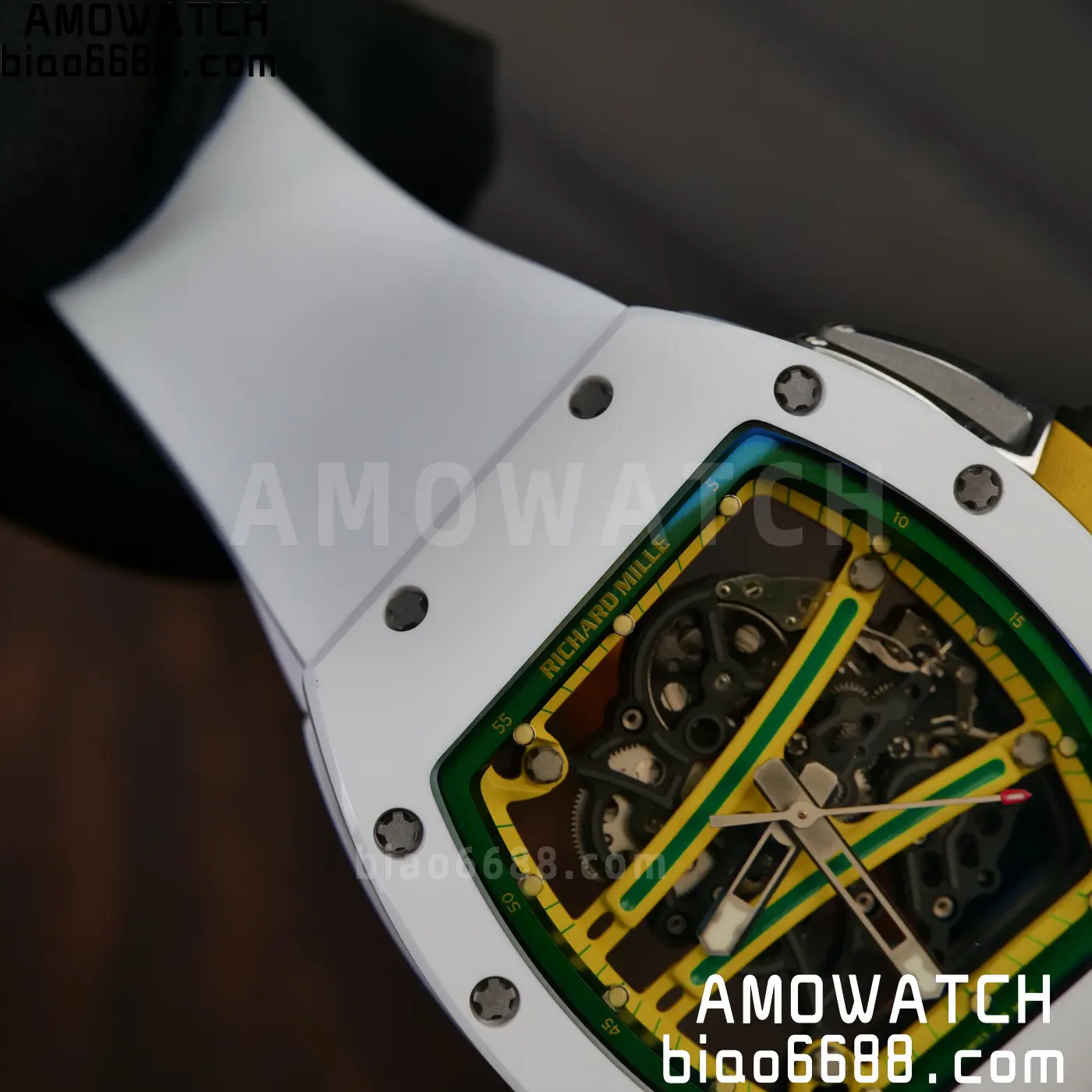 RICHARD MILLE RM61-01 RM6101 A9F 1:1 Best Edition White Bezel on White Rubber Strap RMUL3 Free Sprung 99 d4936feb345283d AMO Watch