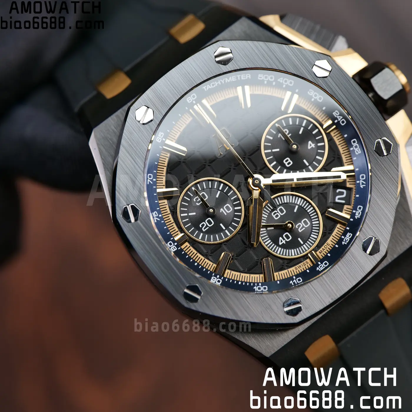 AP Royal Oak Offshore 26420 Black Ceramic DDF 1:1 Best Edition Black/YG Dial on Black Rubber Strap DD4401 Super Clone 82 d4dd3055a03135a AMO Watch