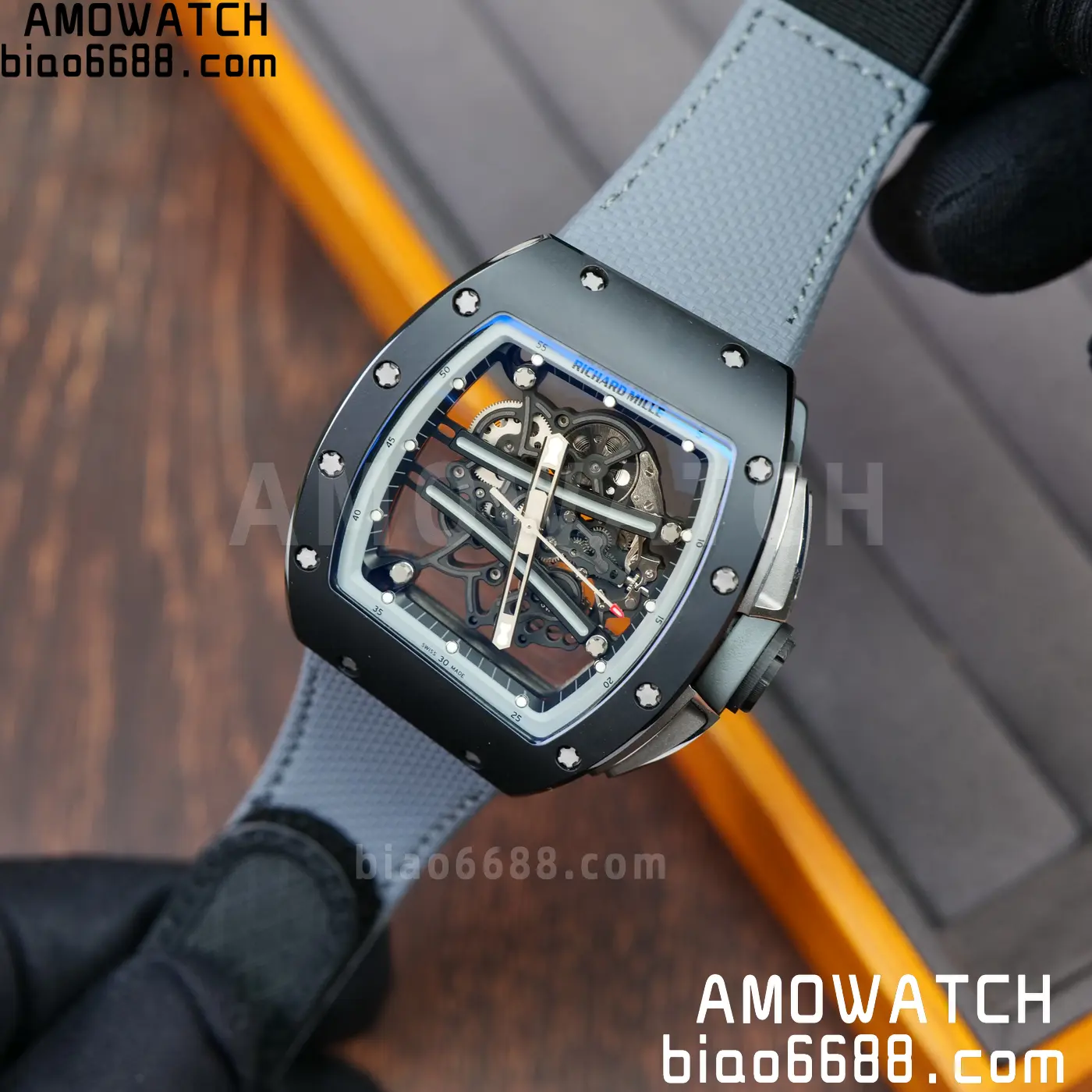 RICHARD MILLE RM61-01 RM6101 A9F 1:1 Best Edition Black Bezel on Gray Nylon Strap RMUL3 Free Sprung 69 d8709df2a1384c9 AMO Watch