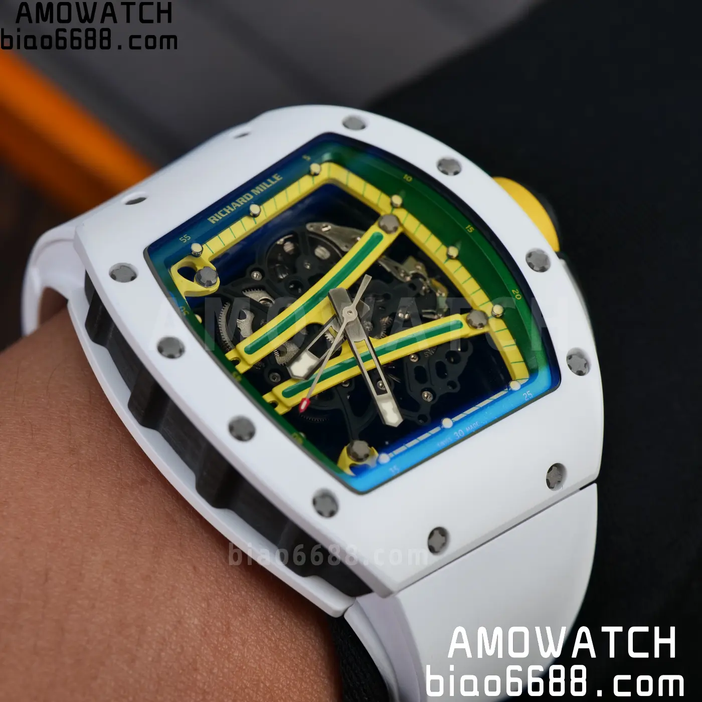 RICHARD MILLE RM61-01 RM6101 A9F 1:1 Best Edition White Bezel on White Rubber Strap RMUL3 Free Sprung 120 d8e6cfc95ec60ab AMO Watch