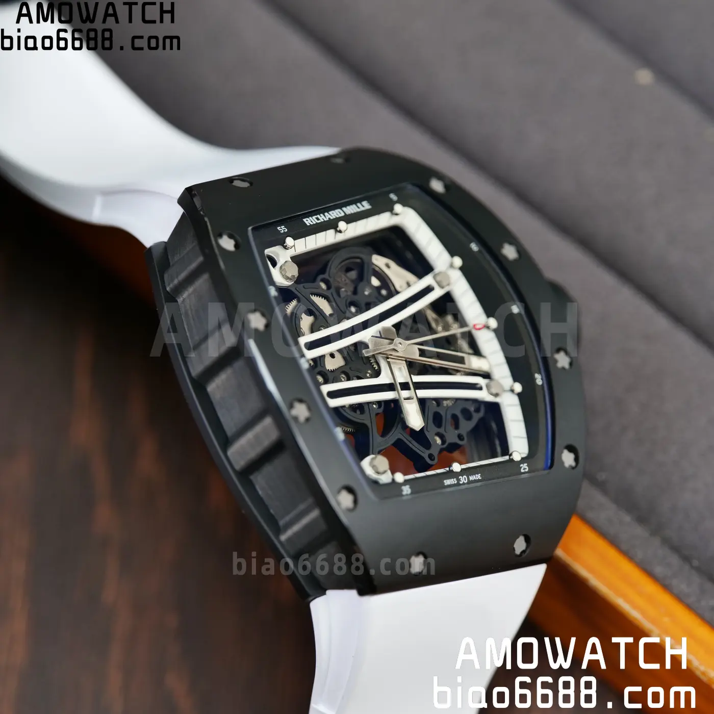 RICHARD MILLE RM61-01 RM6101 A9F 1:1 Best Edition Black Bezel on White Rubber Strap RMUL3 Free Sprung 116 d94c2e58bf59c49 AMO Watch