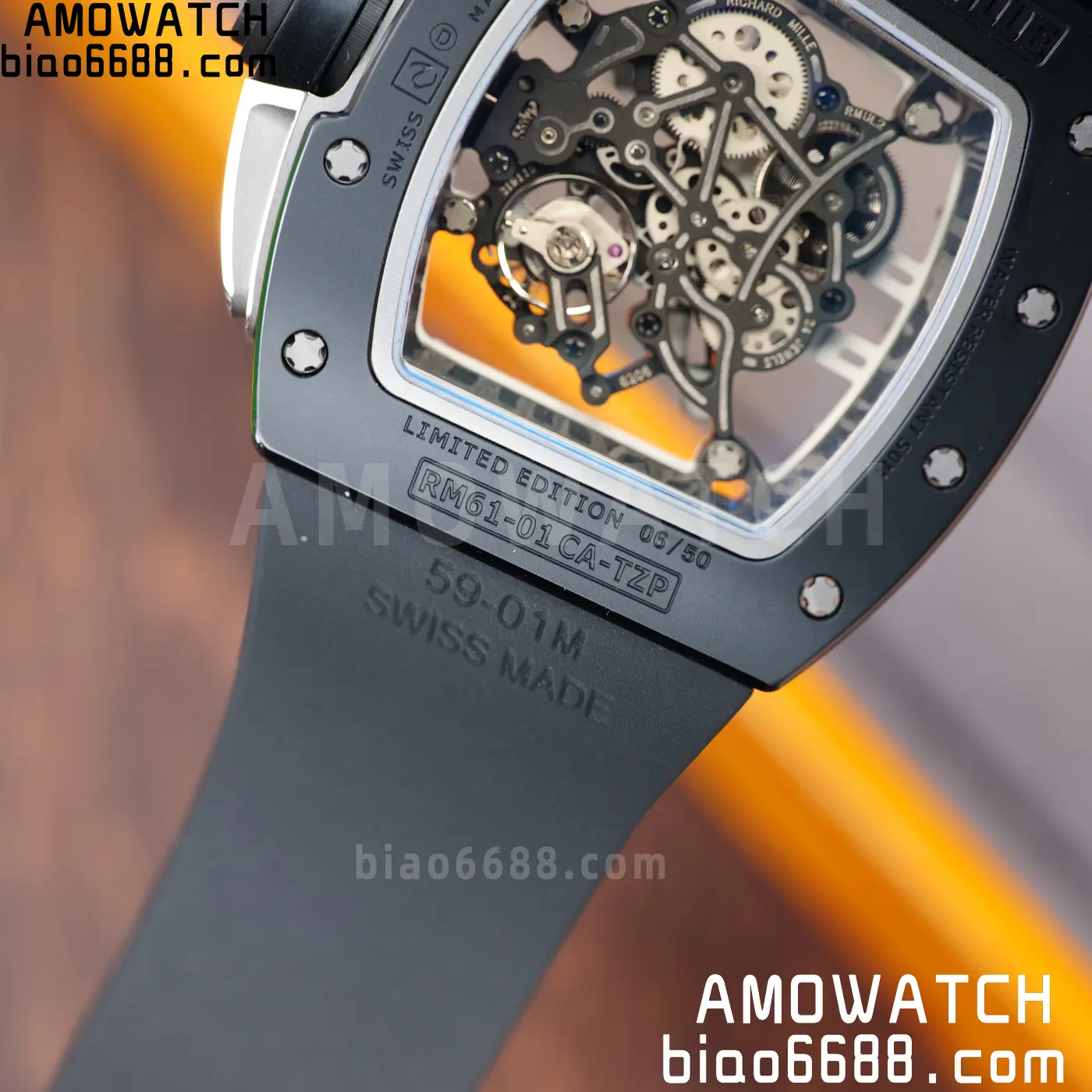 RICHARD MILLE RM61-01 RM6101 A9F 1:1 Best Edition Black Bezel Black Strap RMUL3 Free Sprung 108 da1837cd481eff9 AMO Watch