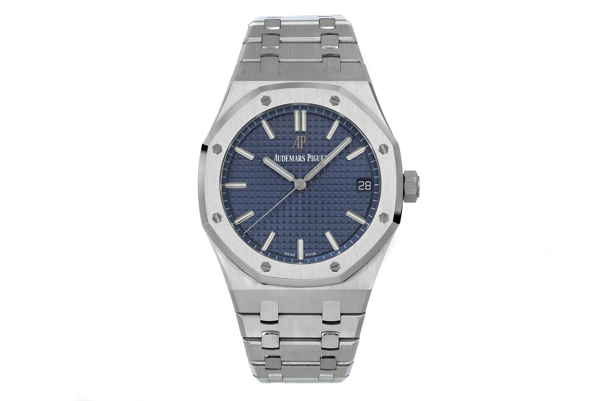 AP Royal Oak 41mm 15500 SS ZF 1:1 Best Edition Blue Textured Dial on SS Bracelet SA4302 Super Clone V4 (Free Sprung) 19 da354b16e2b1d60 AMO Watch