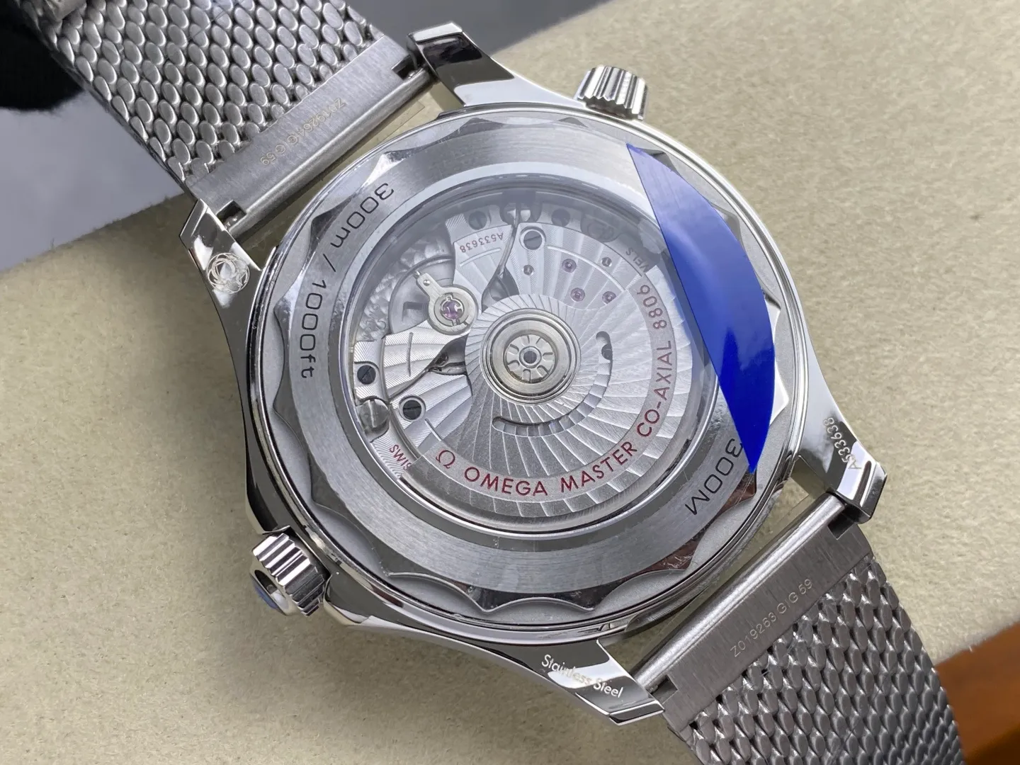 OMEGA Seamaster 300M Diver SS ORF 1:1 Best Edition Black Wave Dial on SS Mesh Bracelet (Free Spring) 30 da6e4a3209995fa AMO Watch