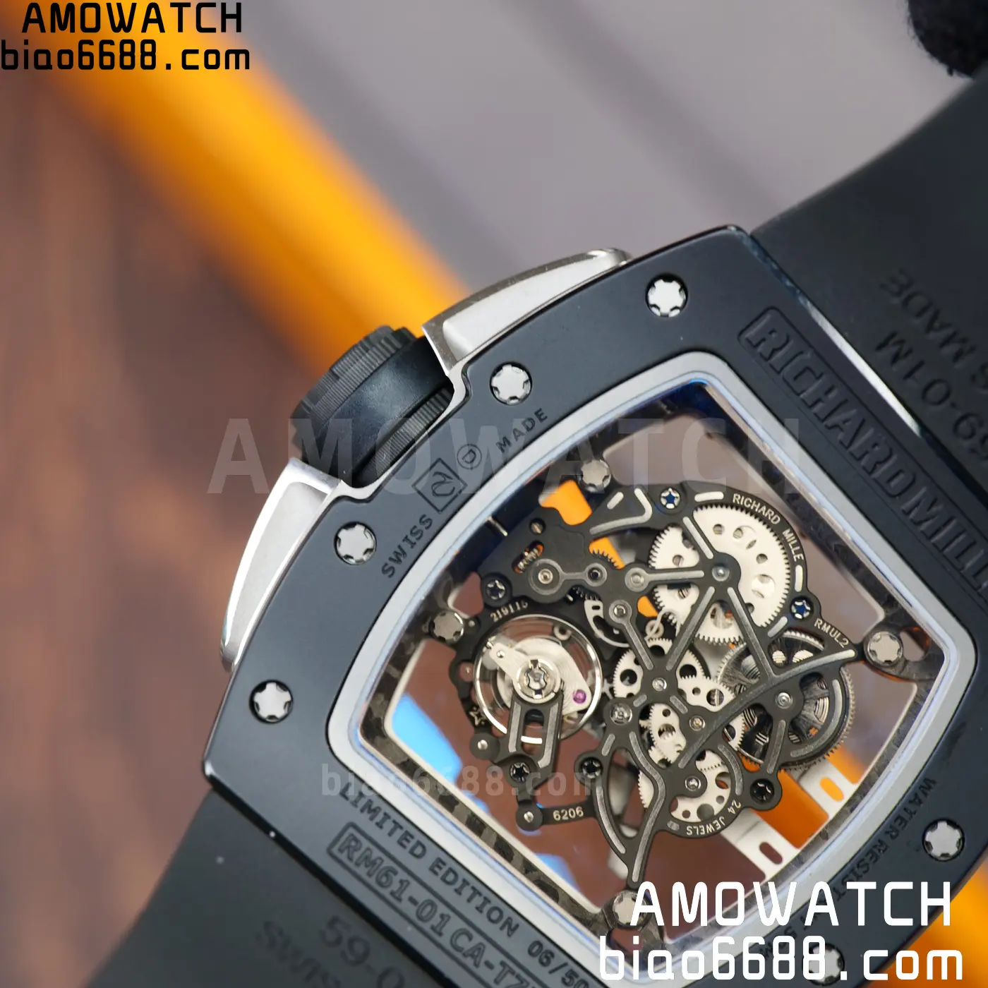 RICHARD MILLE RM61-01 RM6101 A9F 1:1 Best Edition Black Bezel Black Strap RMUL3 Free Sprung 109 db43735c277a7f3 AMO Watch