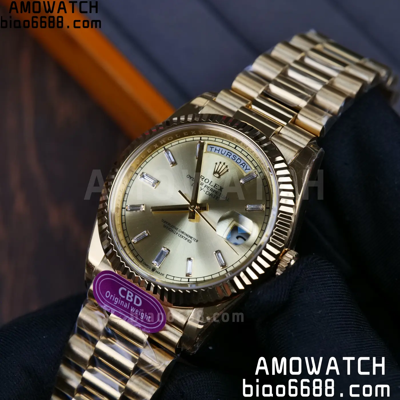 Rolex Day Date 40 YG CBDF 1:1 Best Edition YG Dial on President Bracelet VR3255 (210g) 73 db7729bfe765c97 AMO Watch