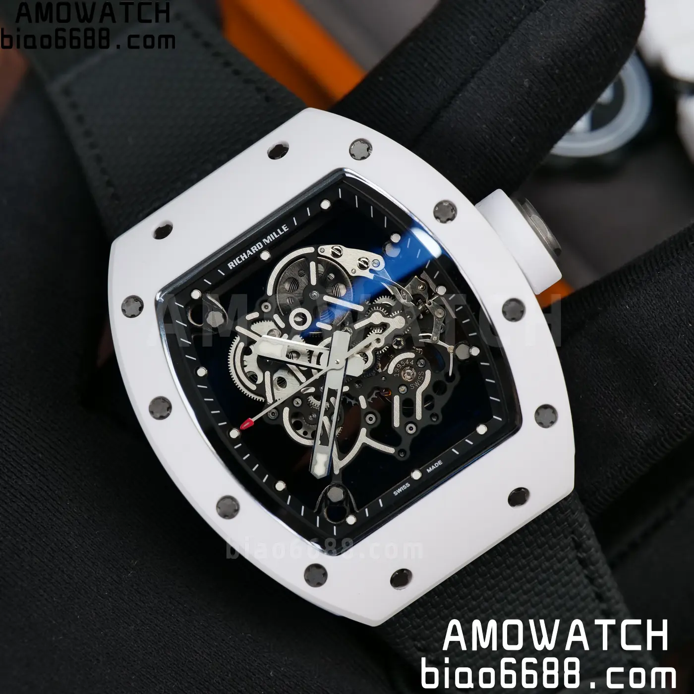 Richard Mille RM055 White Ceramic ZF 1:1 Best Edition on Black Nylon Strap RMUL2 Super Clone V3 76 dbeb7f7dc572c8e AMO Watch